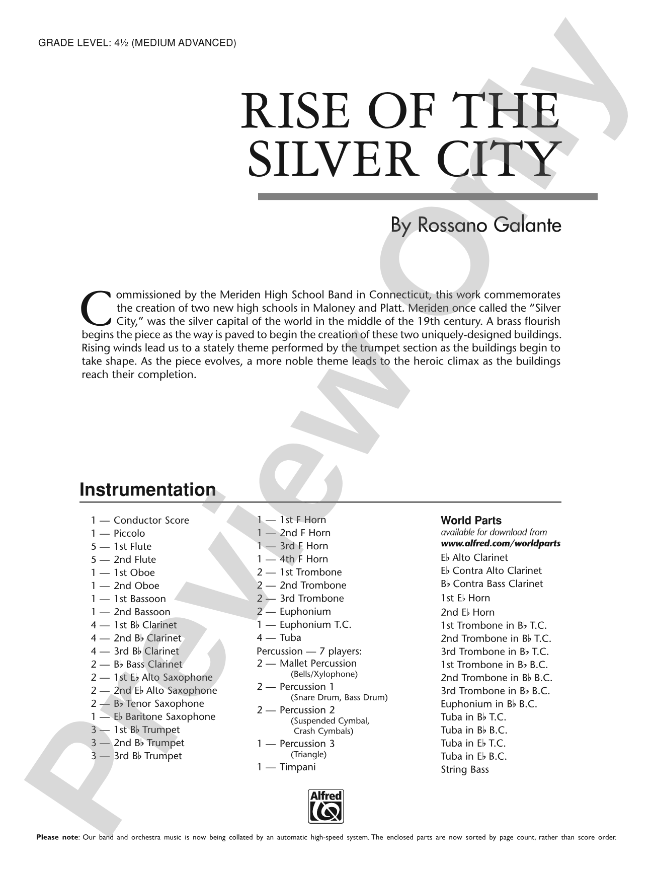 Rise of the Silver City: Concert Band Conductor Score & Parts