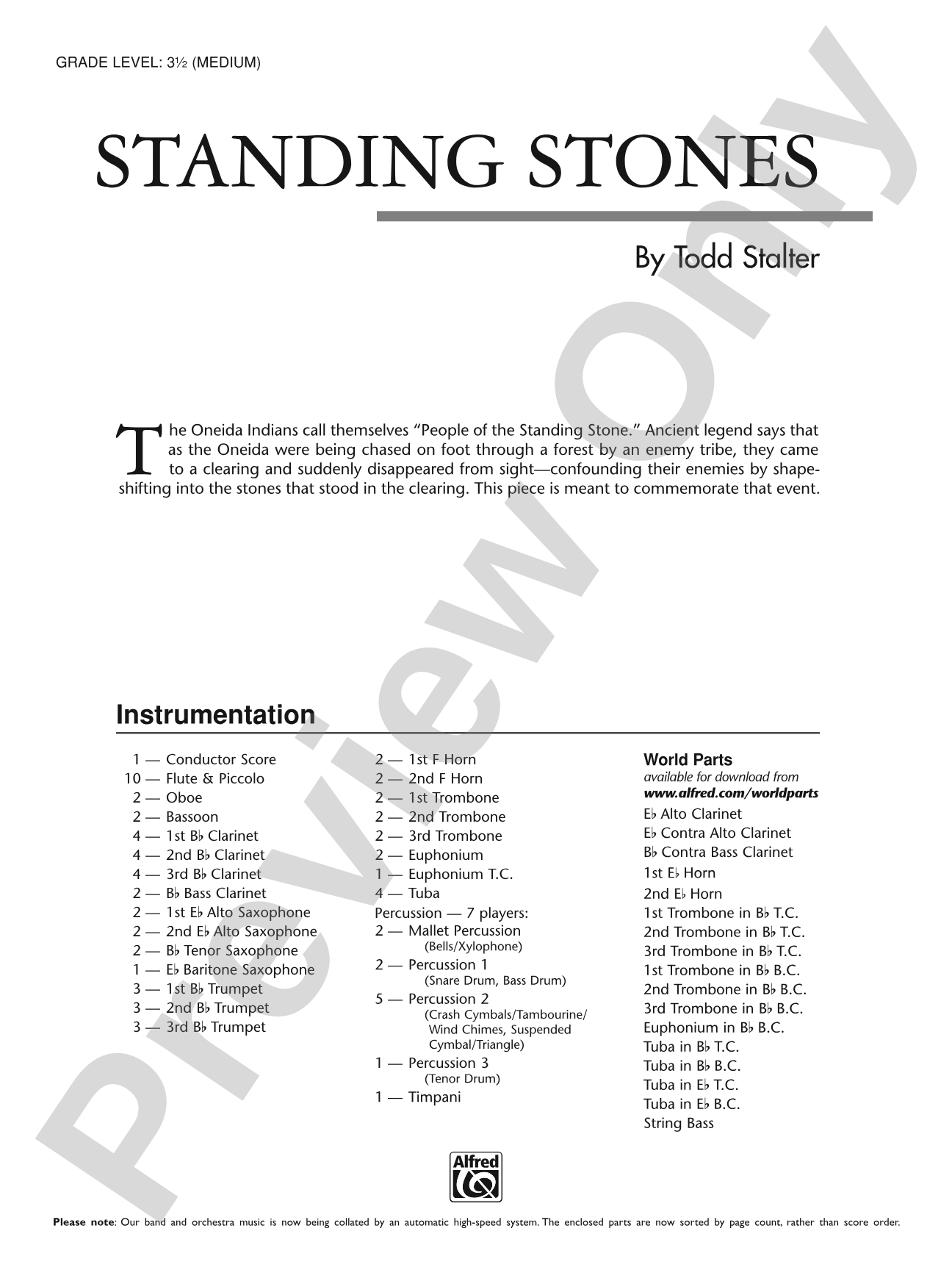 Standing Stones: Concert Band Conductor Score & Parts
