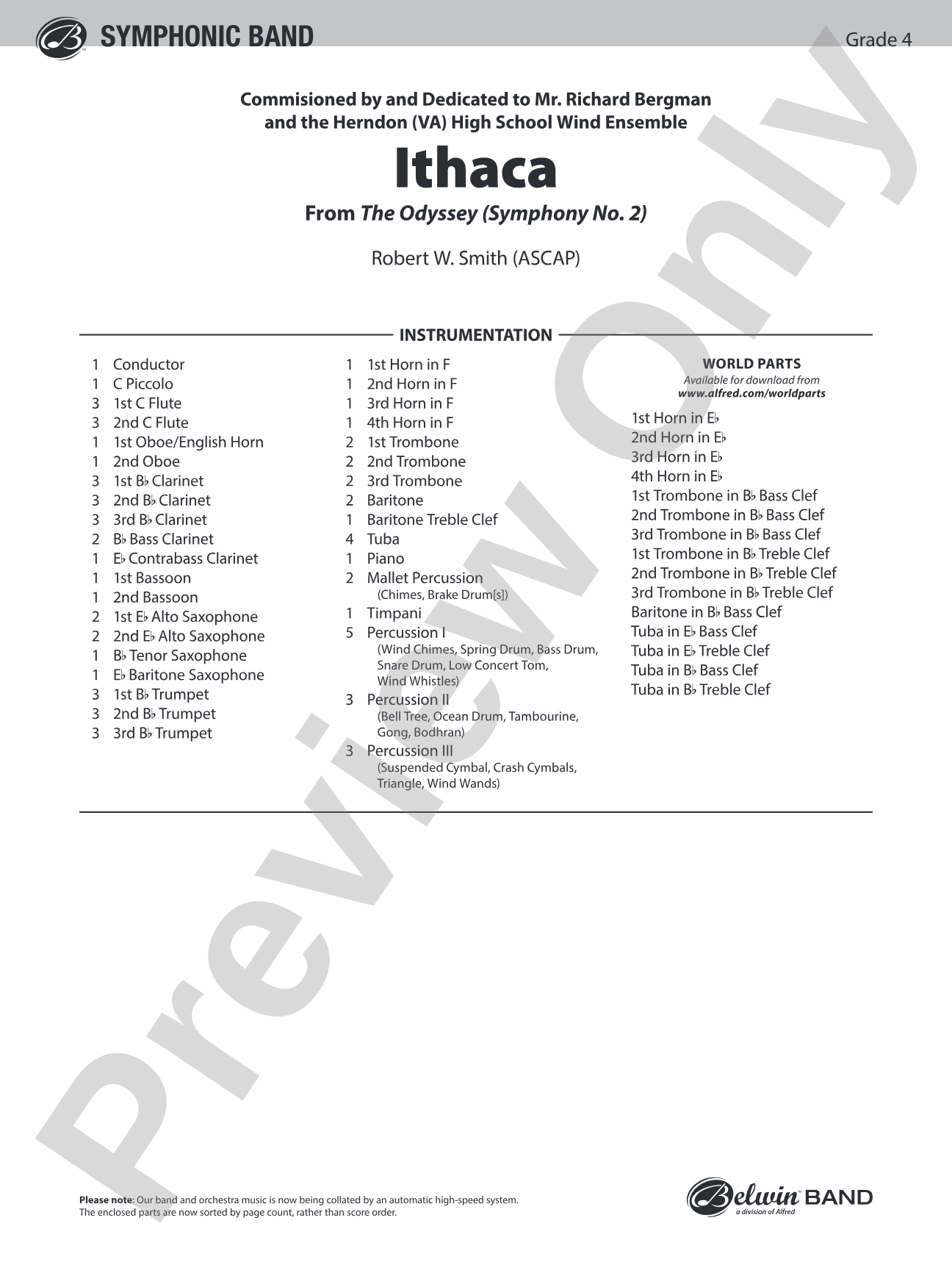 Ithaca (from The Odyssey (Symphony No. 2)): Concert Band Conductor Score & Parts