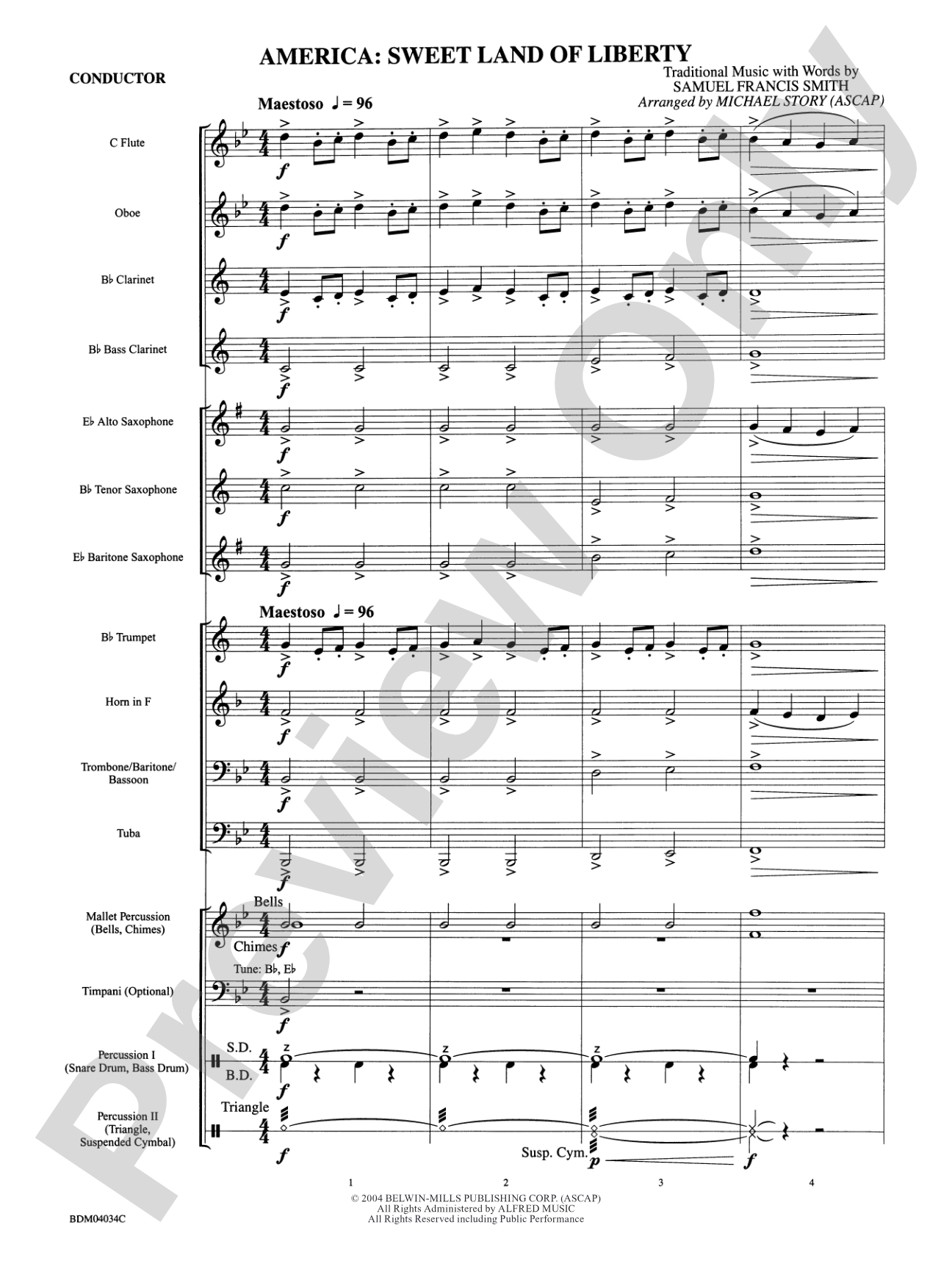 America: Sweet Land of Liberty: Concert Band Conductor Score & Parts
