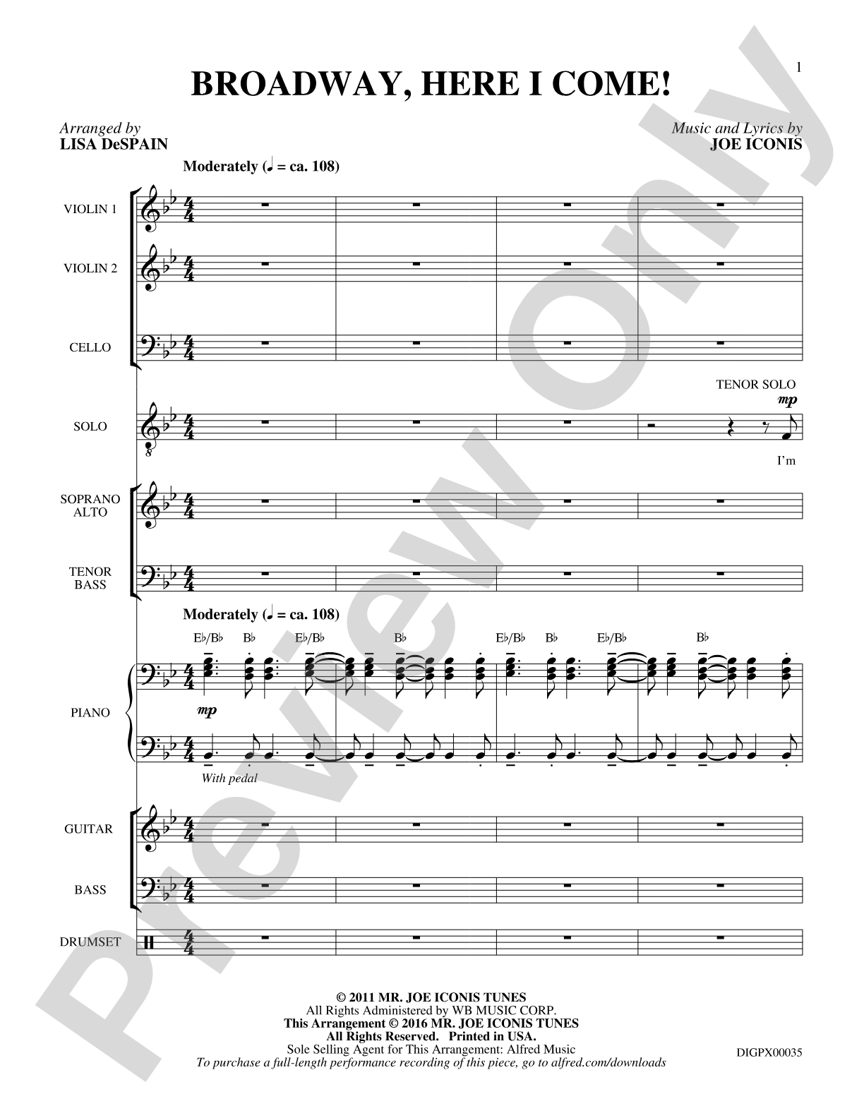 Broadway, Here I Come!: Choral SoundPax