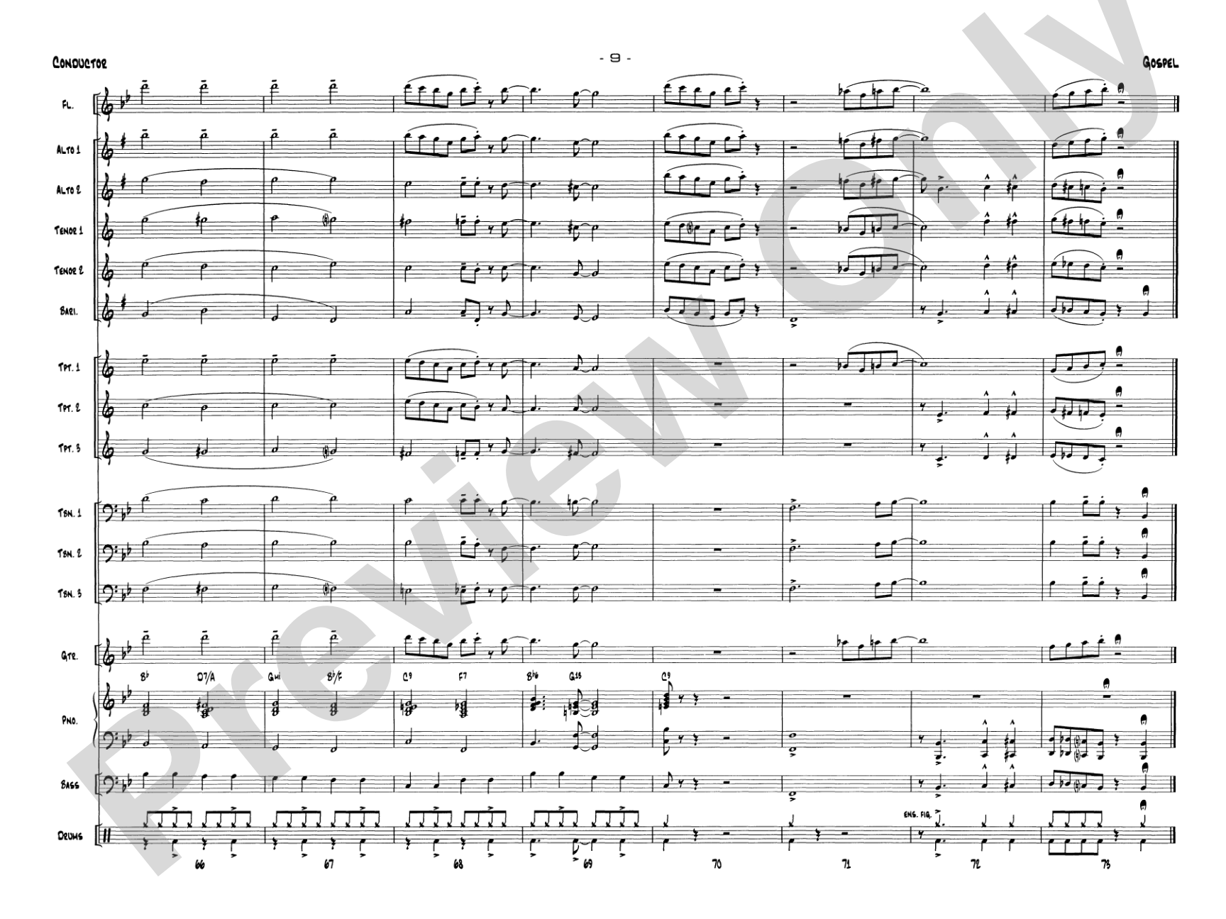Gospel: Jazz Ensemble Conductor Score & Parts