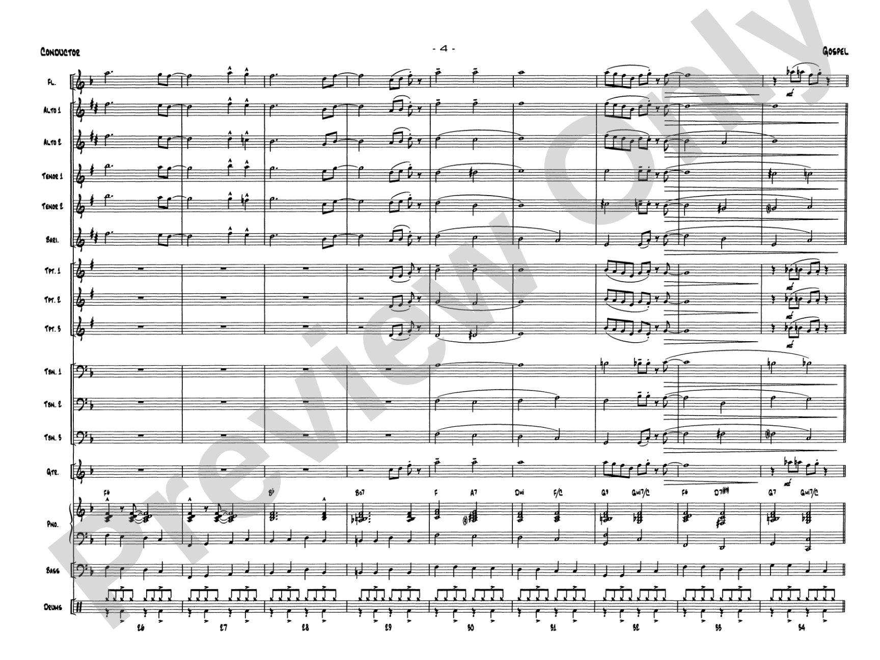 Gospel: Jazz Ensemble Conductor Score & Parts