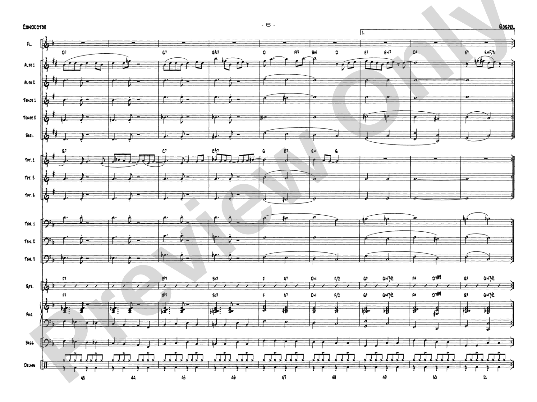 Gospel: Jazz Ensemble Conductor Score & Parts