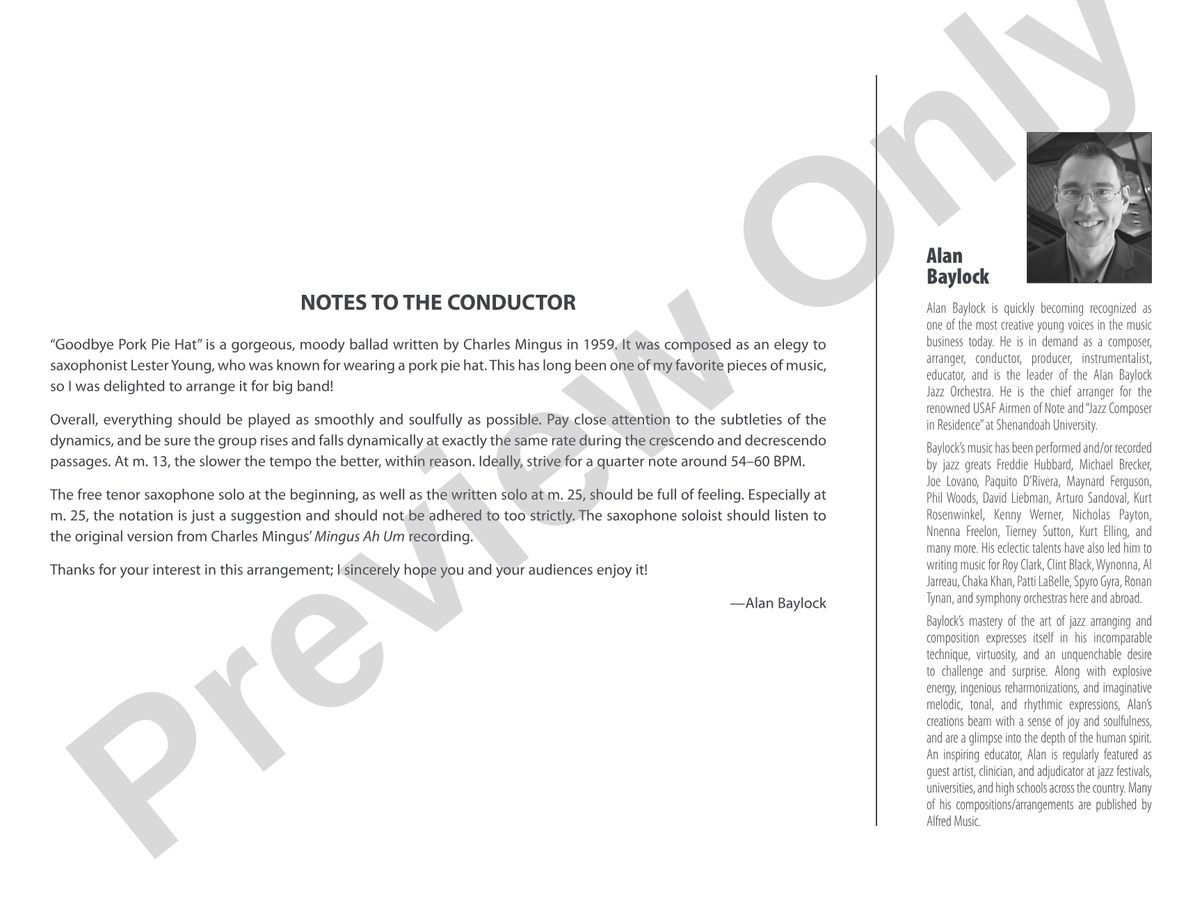 Goodbye Pork Pie Hat: Score