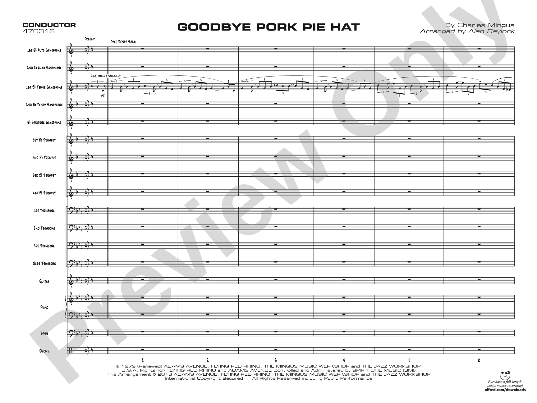 Goodbye Pork Pie Hat: Score