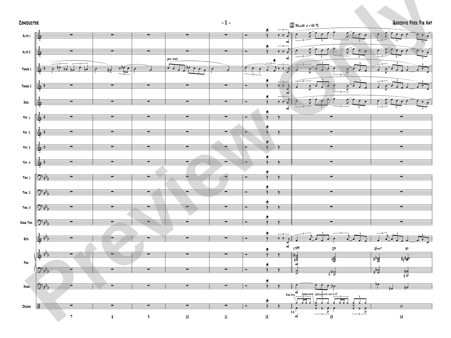 Goodbye Pork Pie Hat: Score