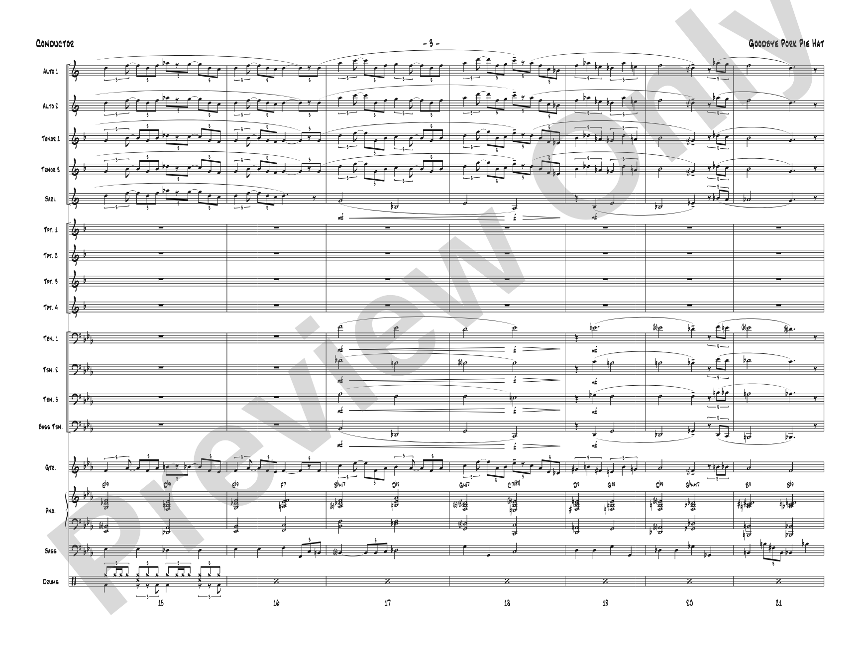 Goodbye Pork Pie Hat: Score