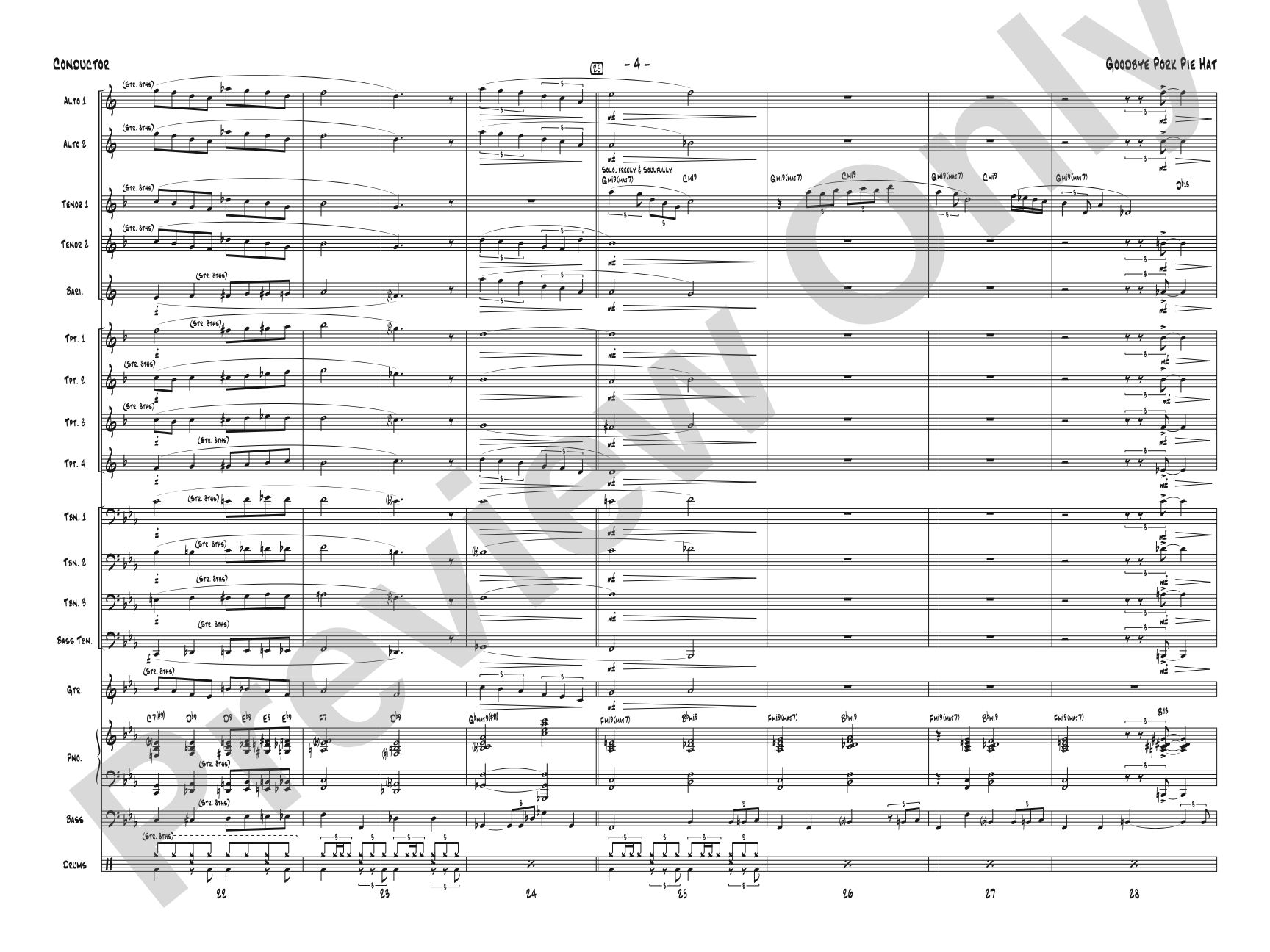 Goodbye Pork Pie Hat: Score