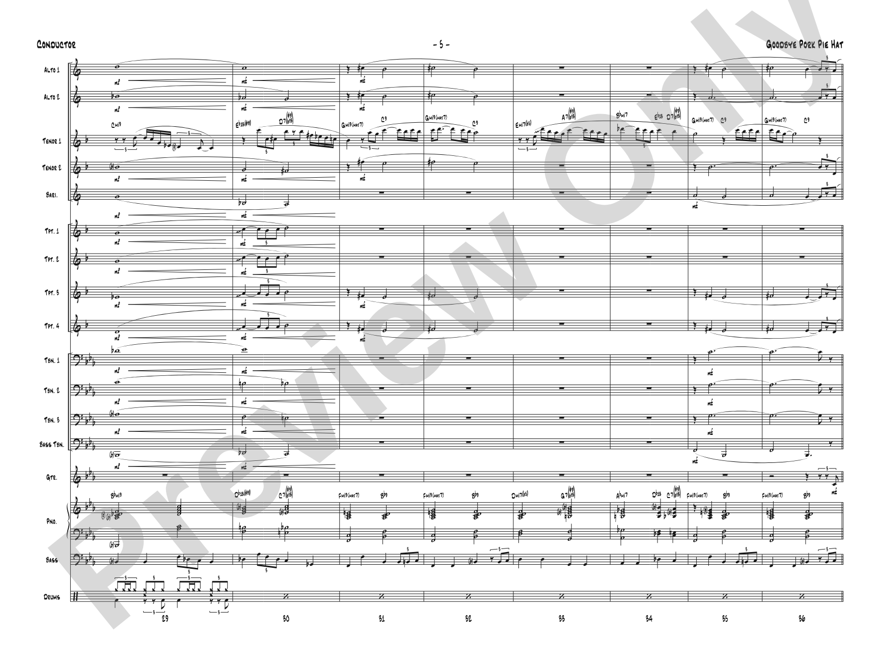 Goodbye Pork Pie Hat: Score