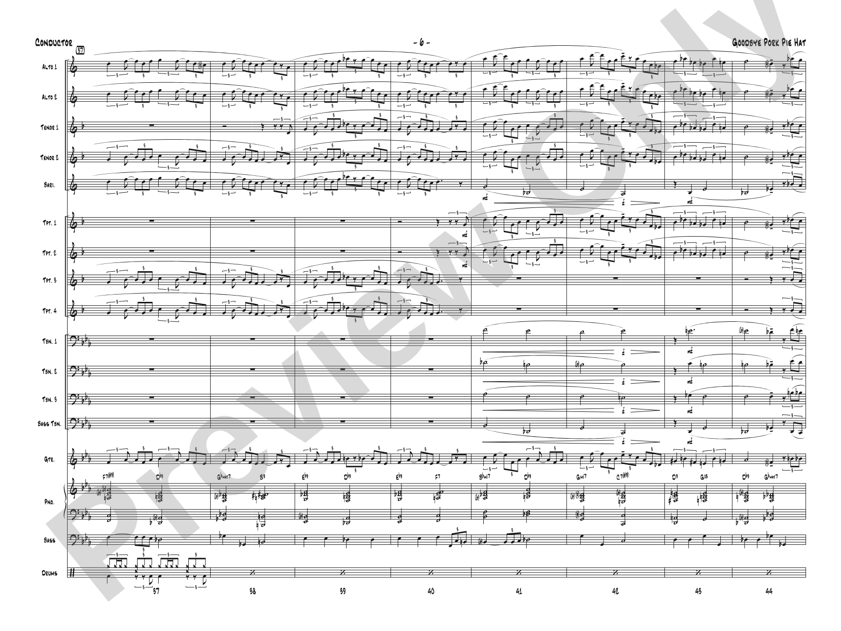 Goodbye Pork Pie Hat: Score