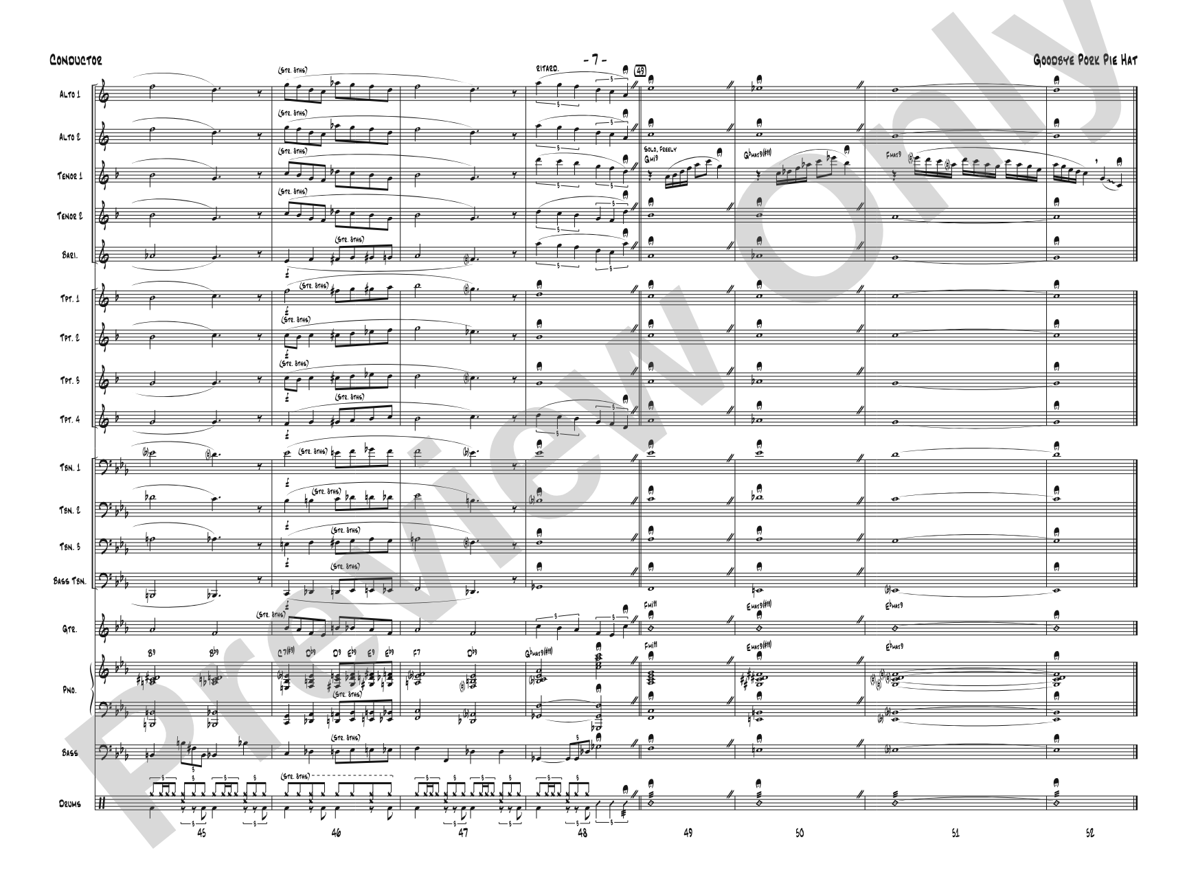 Goodbye Pork Pie Hat: Score