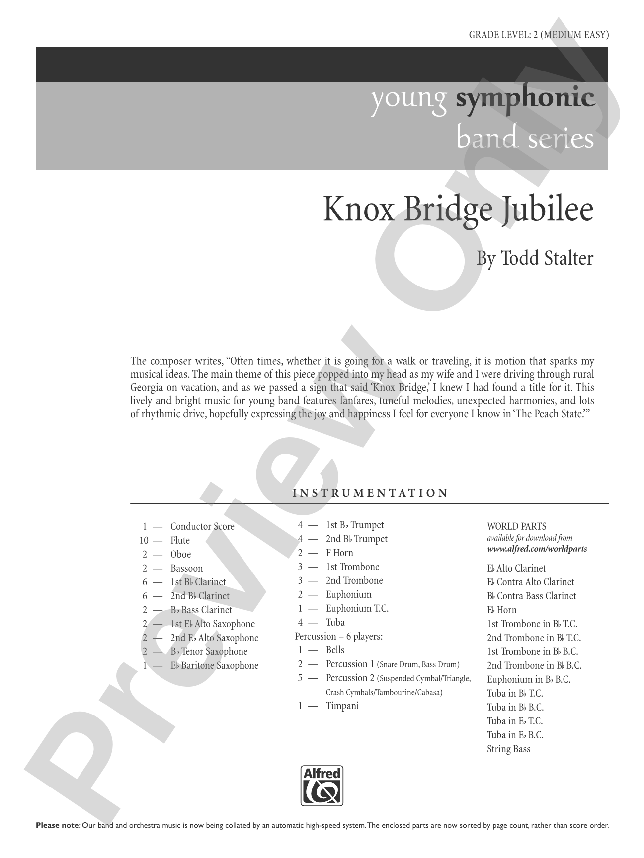 Knox Bridge Jubilee: Concert Band Conductor Score & Parts