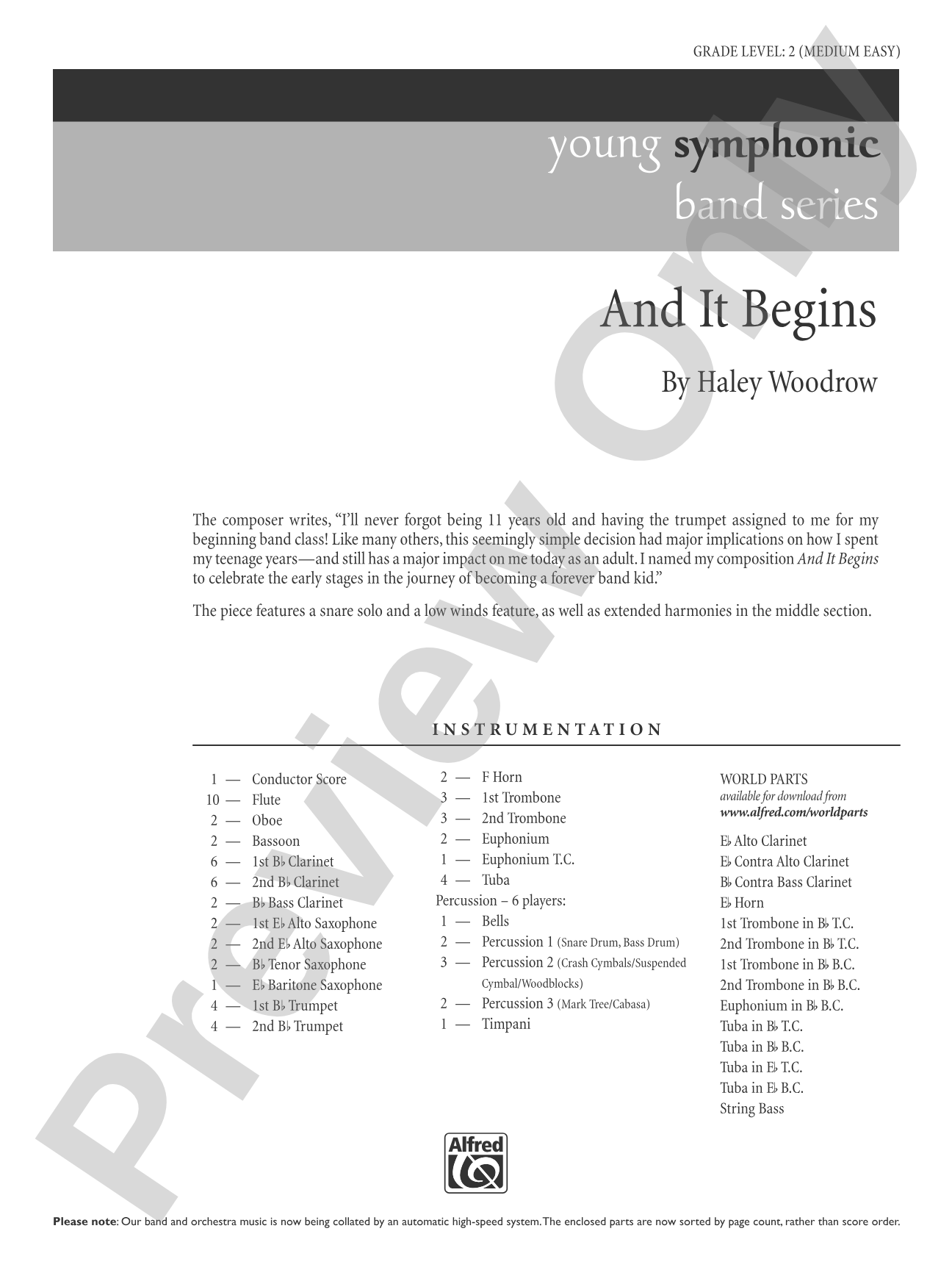 And It Begins: Score