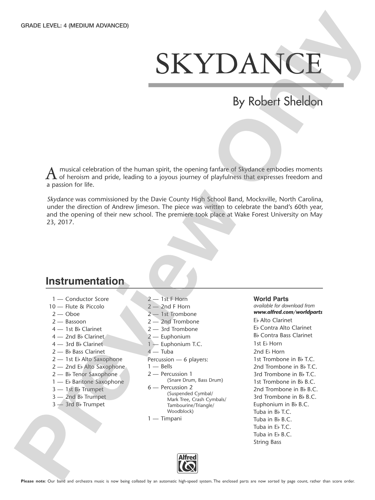 Skydance: Concert Band Conductor Score & Parts