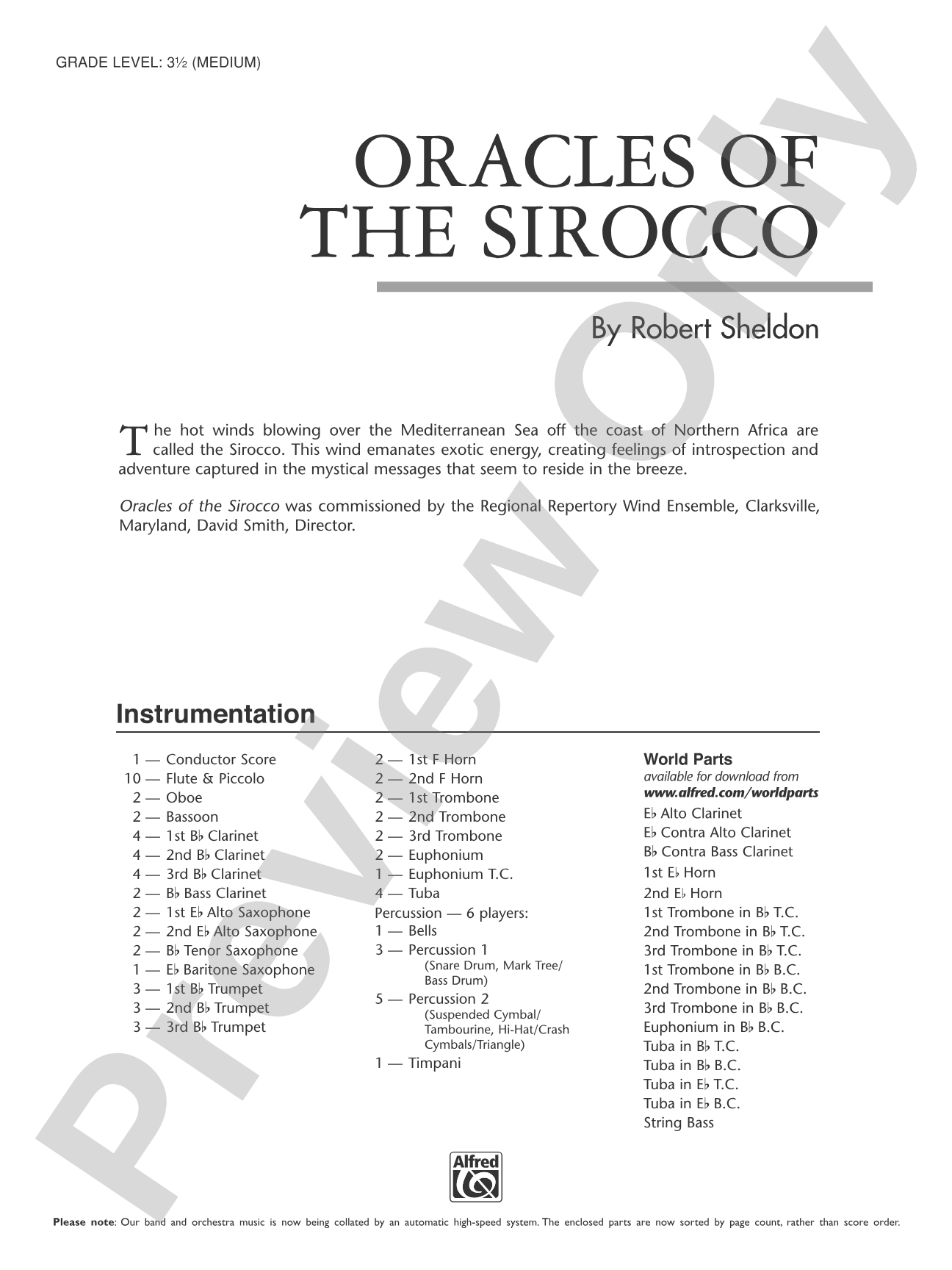 Oracles of the Sirocco: Concert Band Conductor Score & Parts