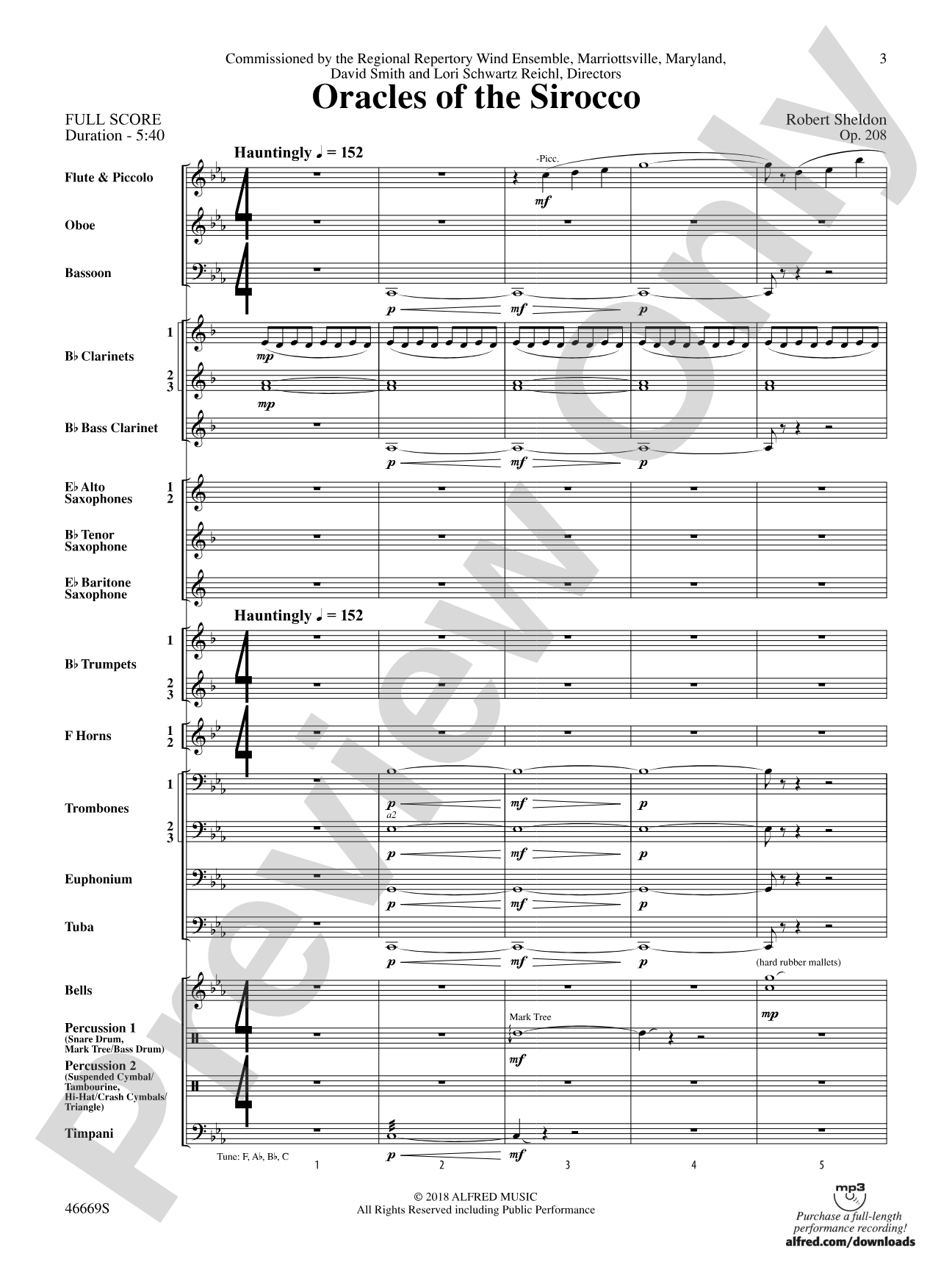 Oracles of the Sirocco: Concert Band Conductor Score & Parts
