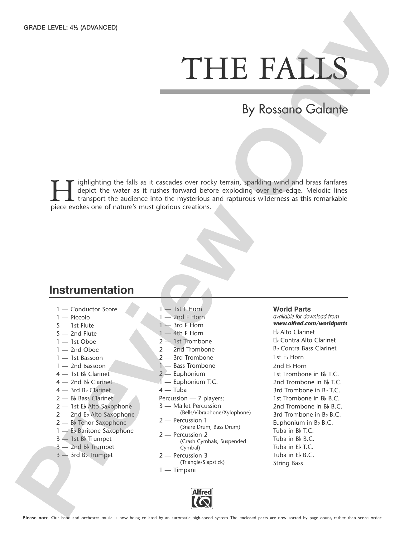 The Falls: Concert Band Conductor Score & Parts
