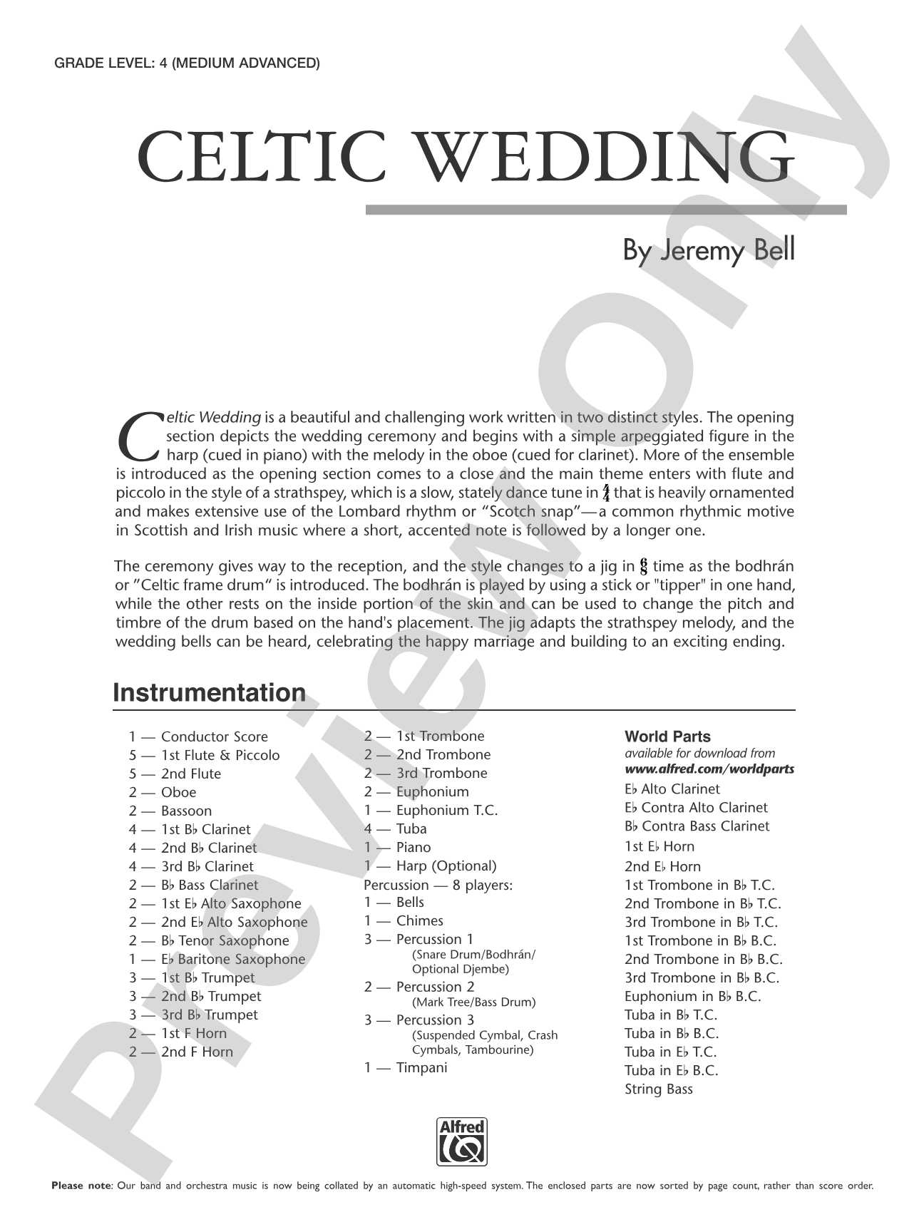 Celtic Wedding: Concert Band Conductor Score & Parts