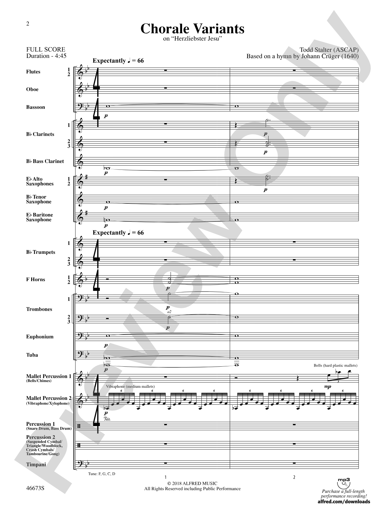 Chorale Variants: Concert Band Conductor Score & Parts