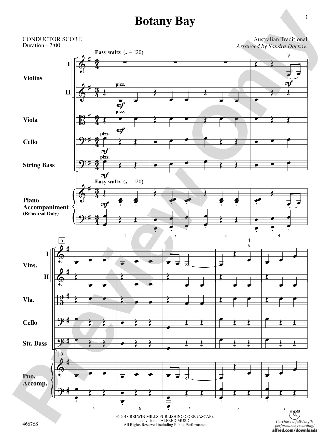 Botany Bay: String Orchestra Conductor Score & Parts