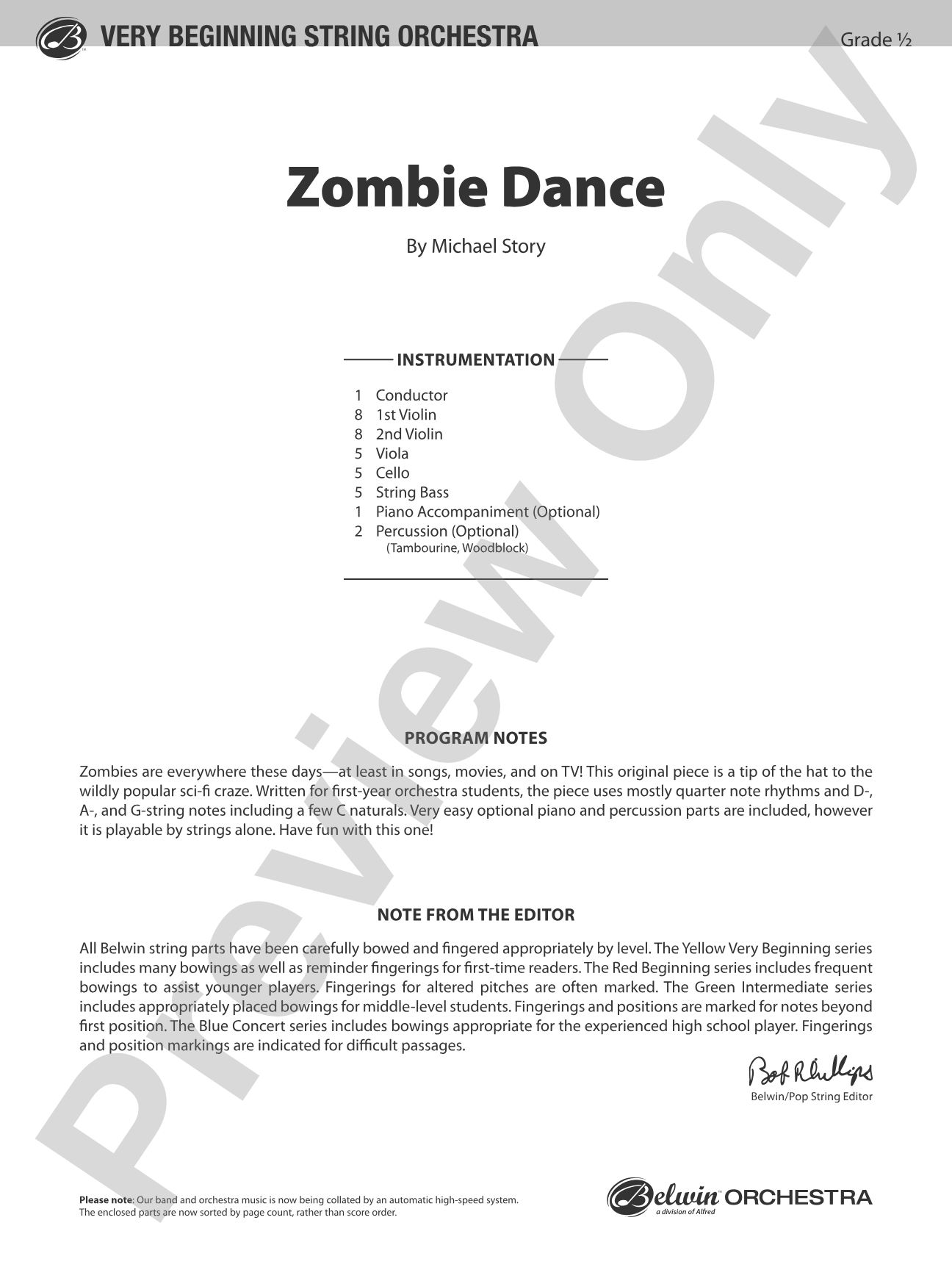 Zombie Dance: String Orchestra Conductor Score & Parts