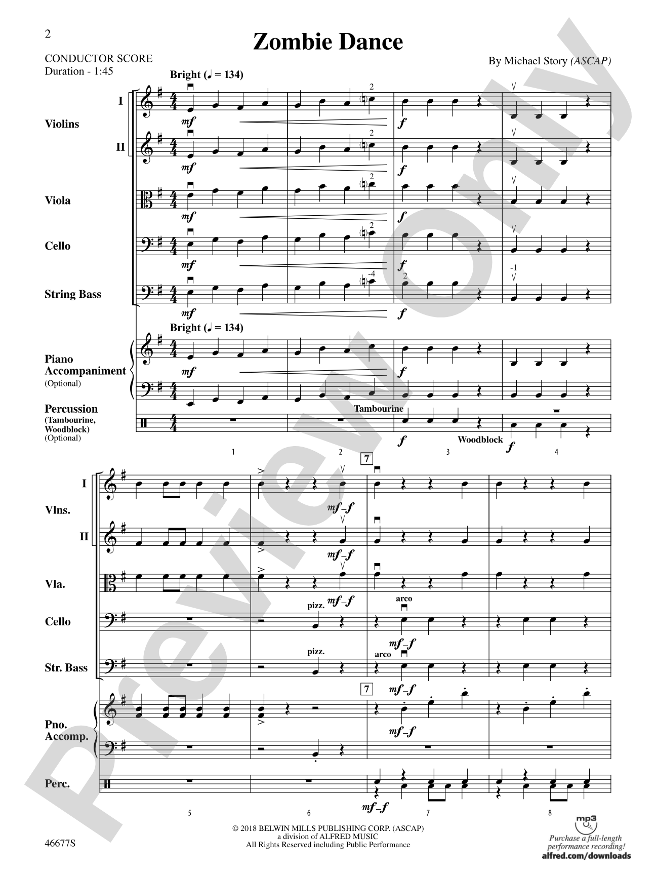 Zombie Dance: String Orchestra Conductor Score & Parts