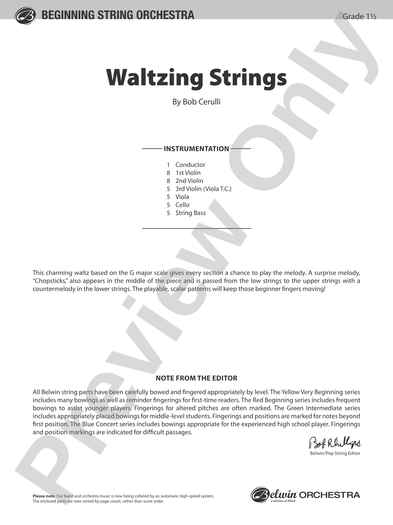 Waltzing Strings: String Orchestra Conductor Score & Parts