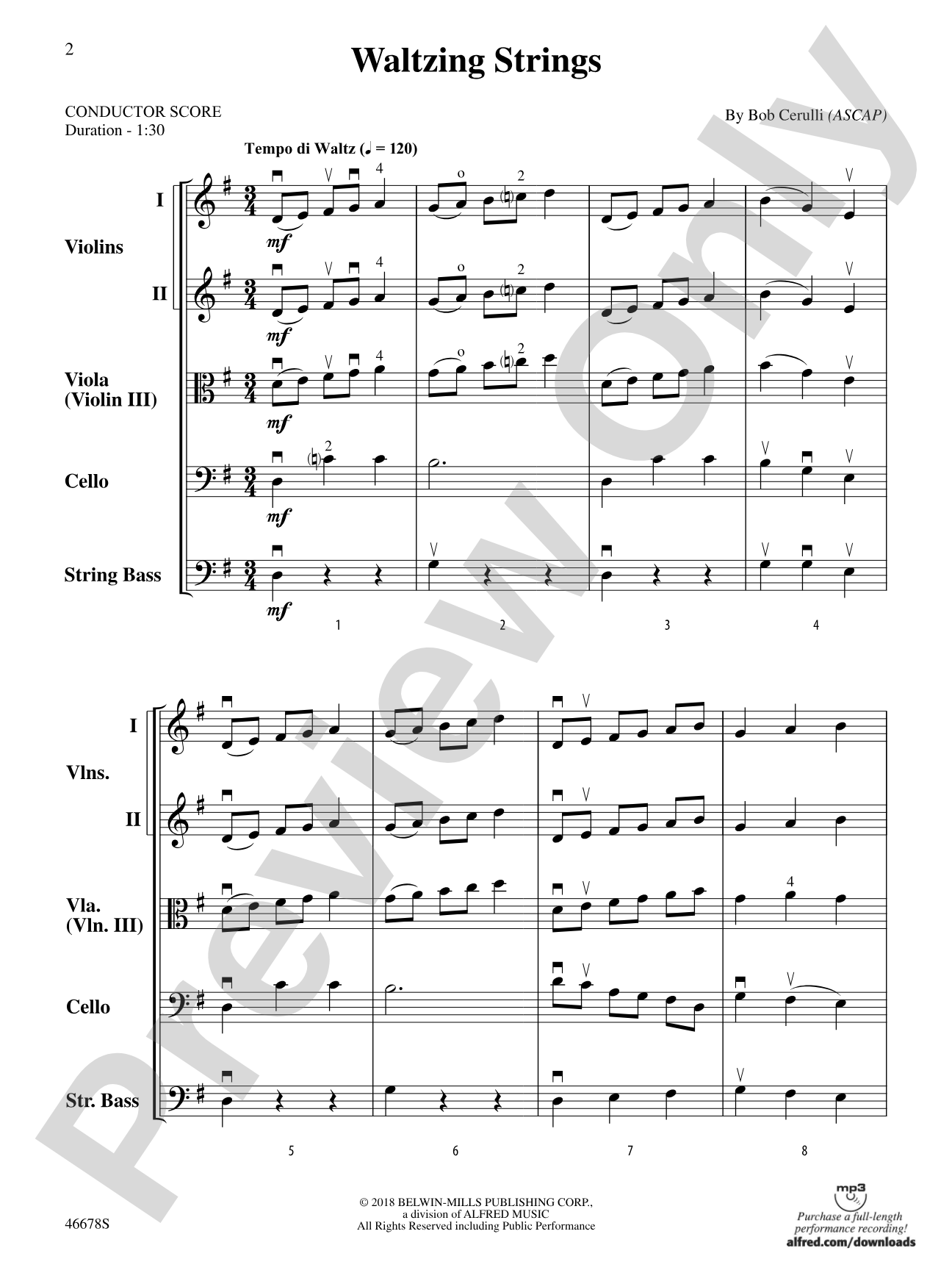 Waltzing Strings: String Orchestra Conductor Score & Parts