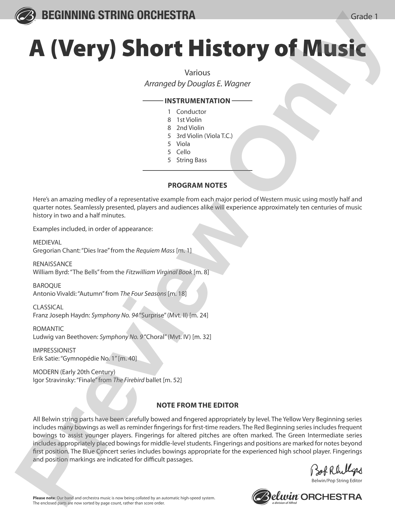 A (Very) Short History of Music: String Orchestra Conductor Score & Parts