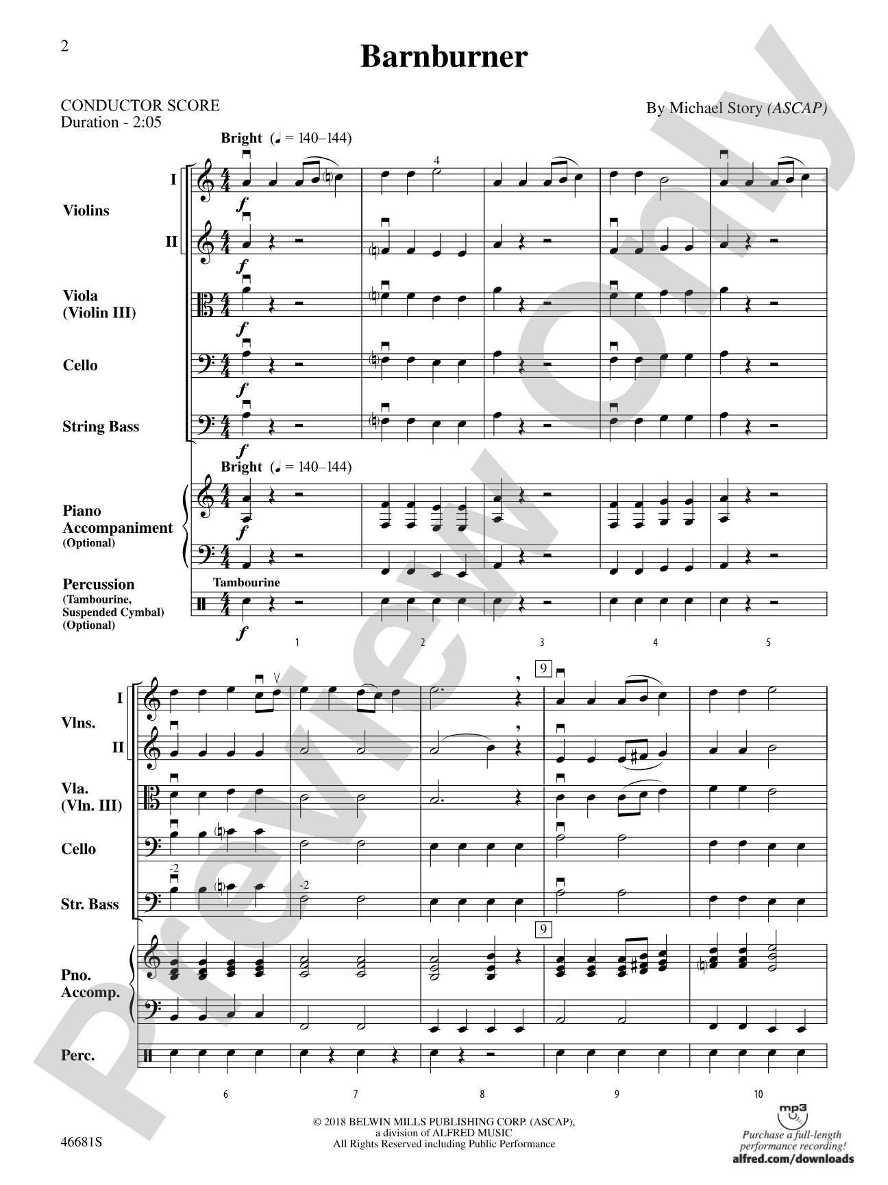 Barnburner: String Orchestra Conductor Score & Parts