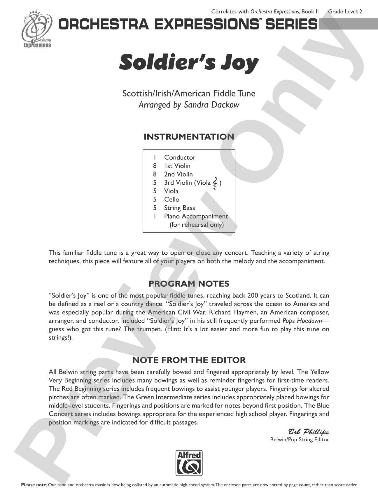 Soldier's Joy: String Orchestra Conductor Score & Parts
