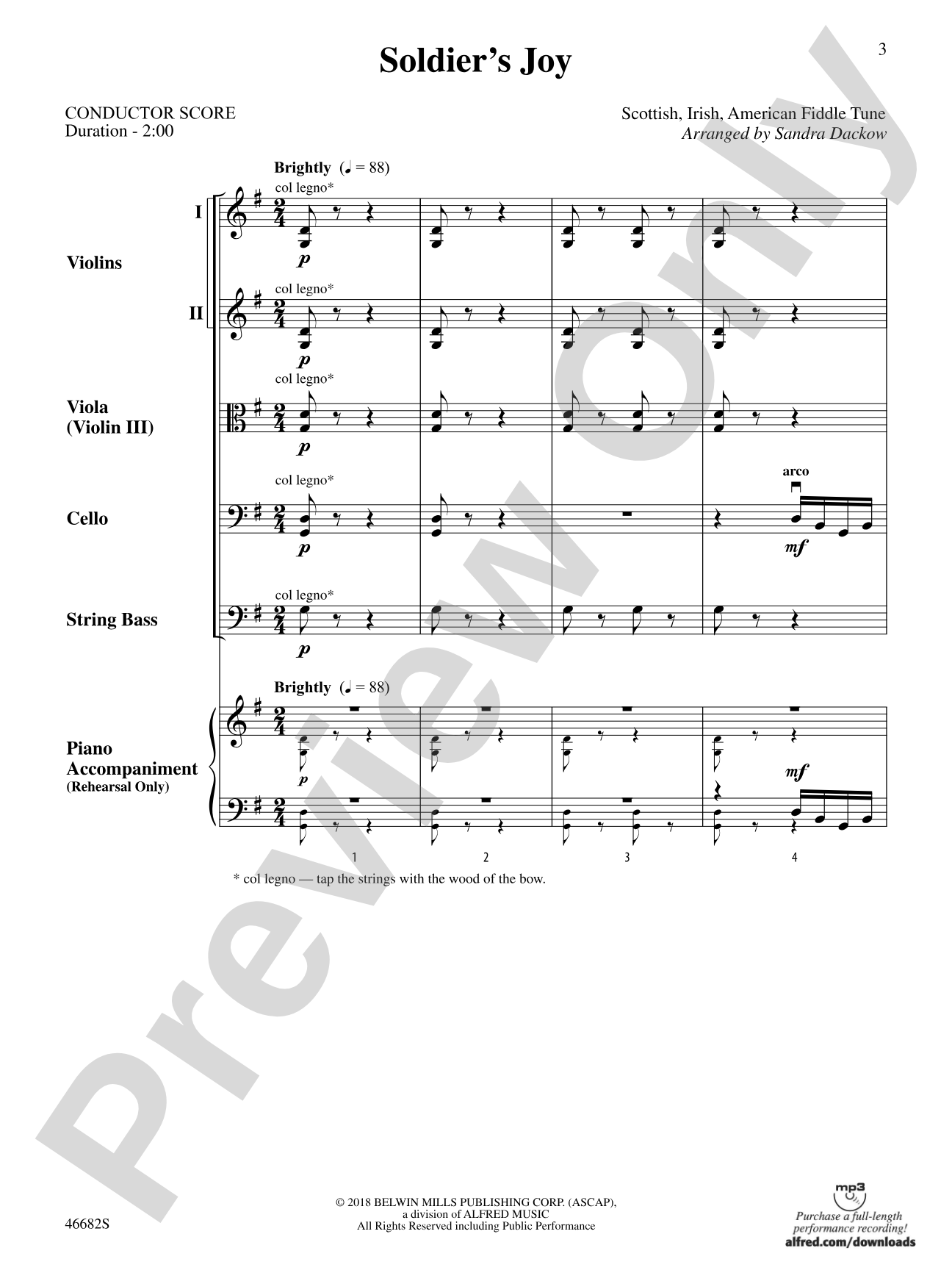 Soldier's Joy: String Orchestra Conductor Score & Parts