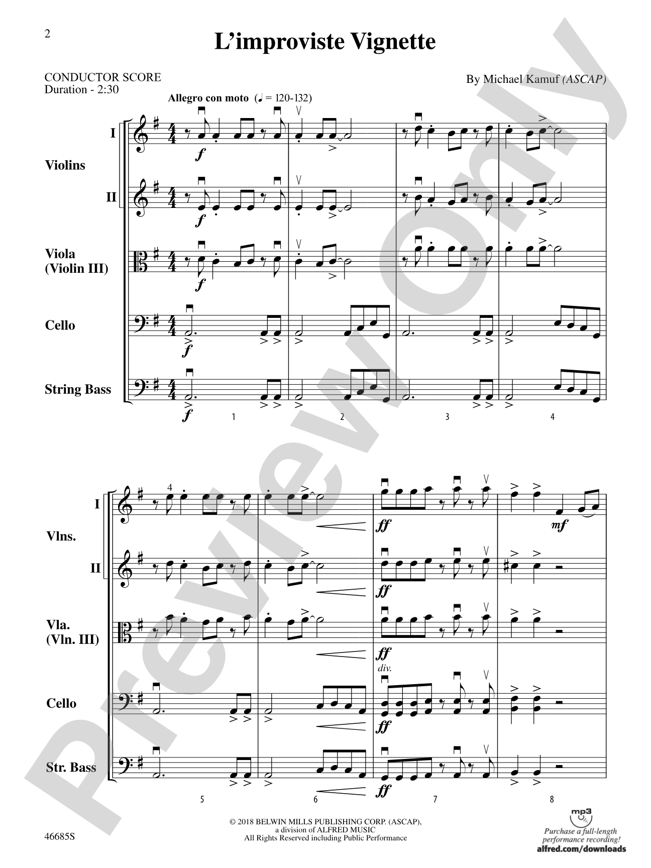 L'improviste Vignette: String Orchestra Conductor Score & Parts