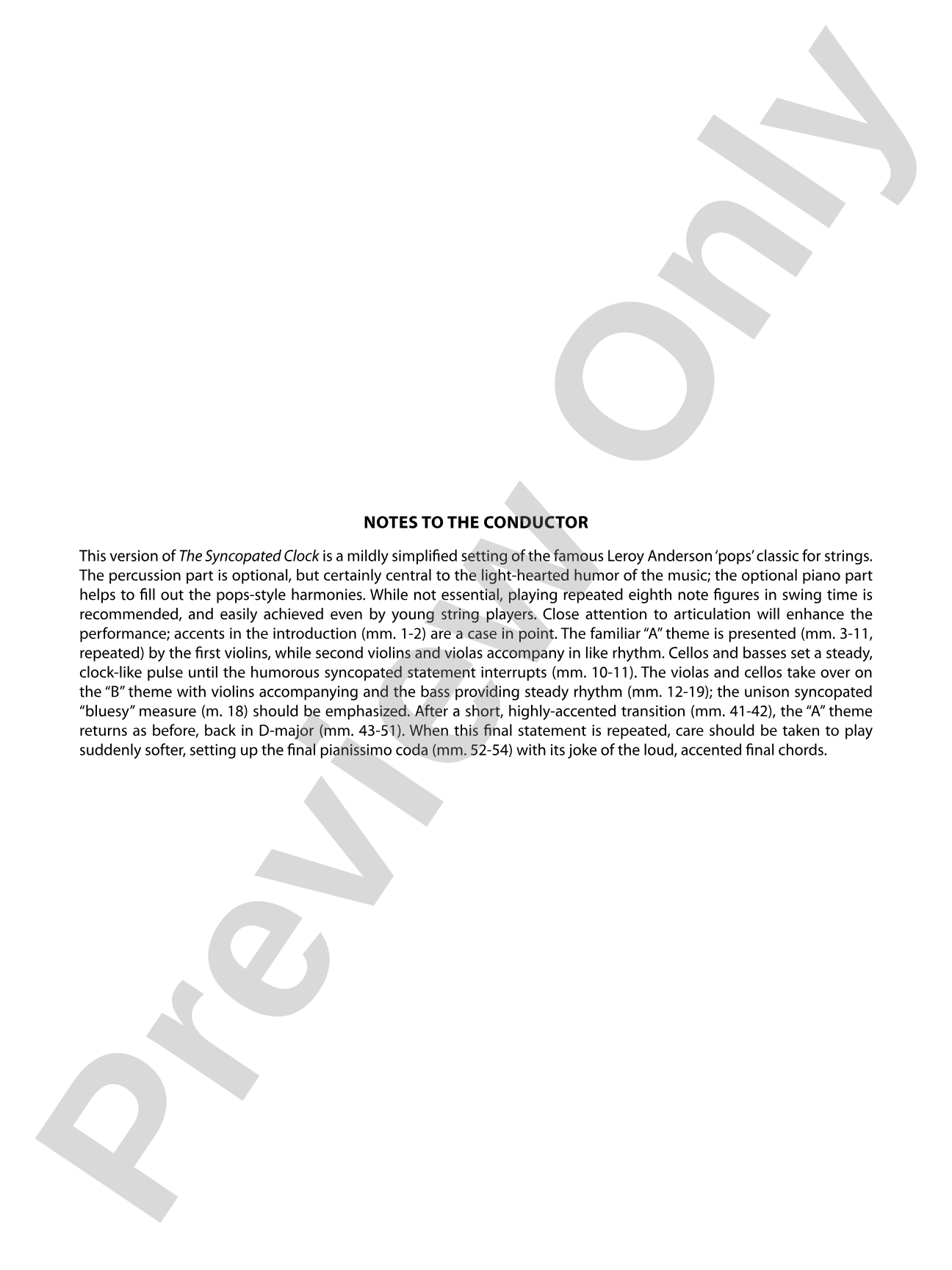 The Syncopated Clock: String Orchestra Conductor Score & Parts