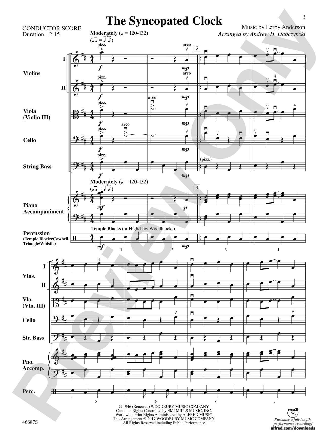 The Syncopated Clock: String Orchestra Conductor Score & Parts