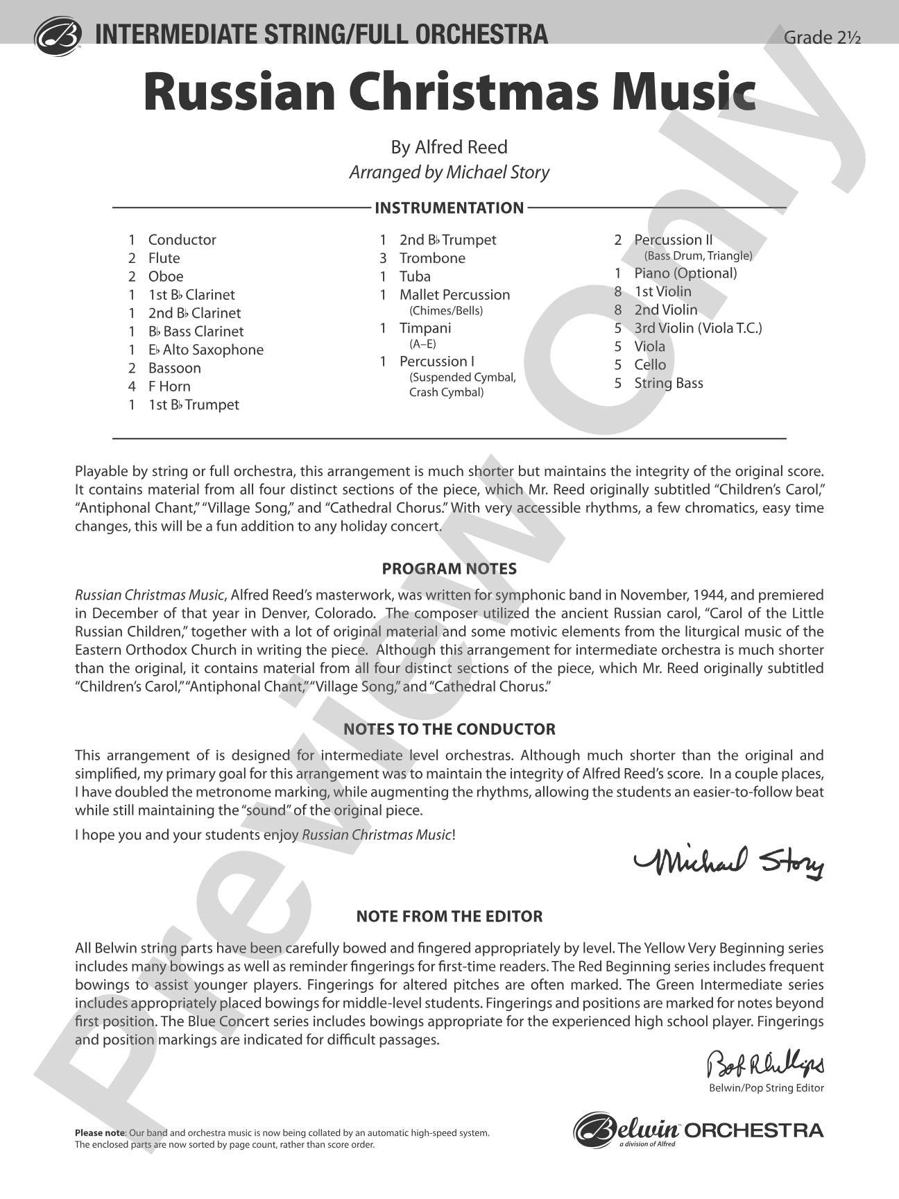 Russian Christmas Music: Score