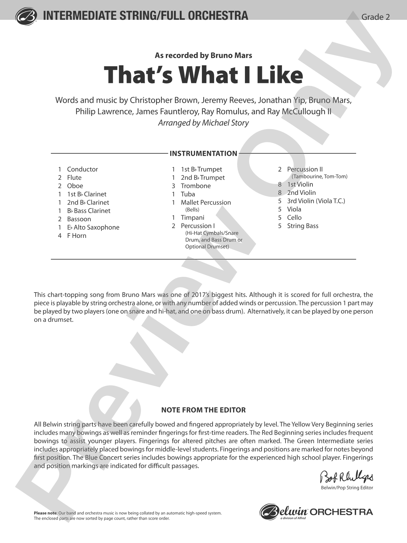 That's What I Like: Full Orchestra Conductor Score & Parts