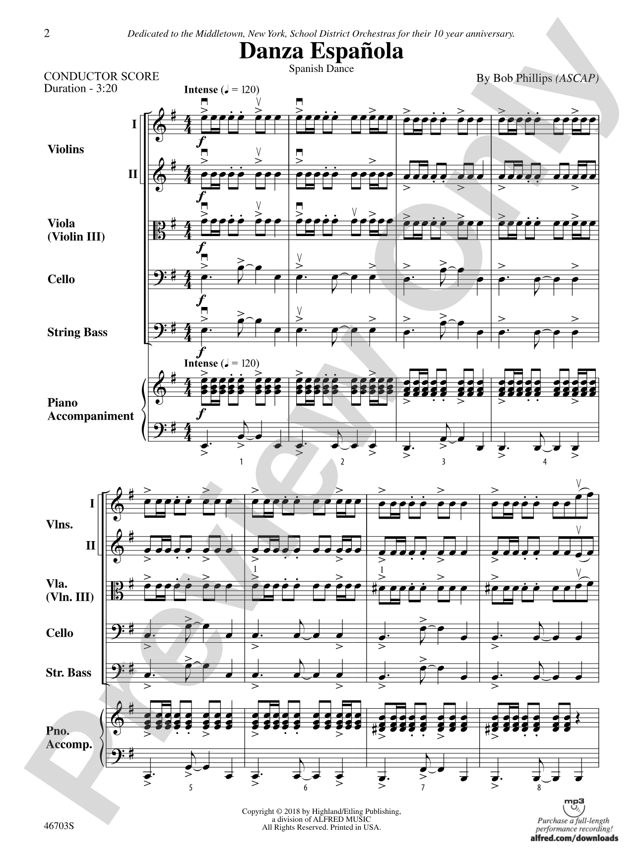 Danza Española: String Orchestra Conductor Score & Parts