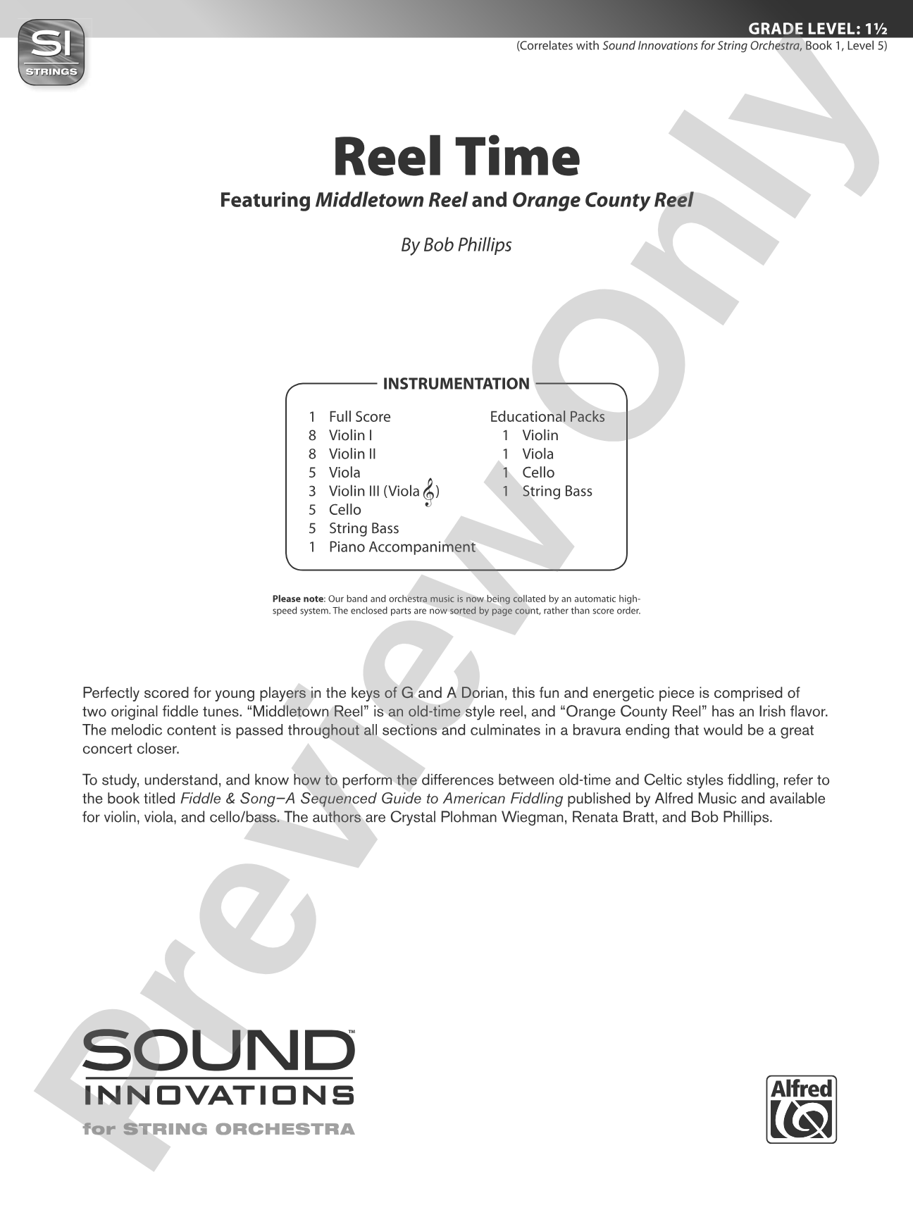 Reel Time: String Orchestra Conductor Score & Parts