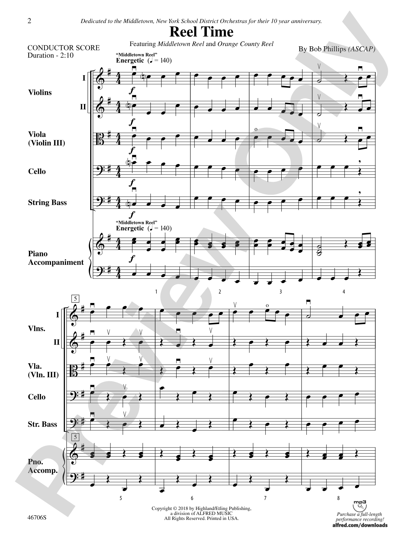 Reel Time: String Orchestra Conductor Score & Parts