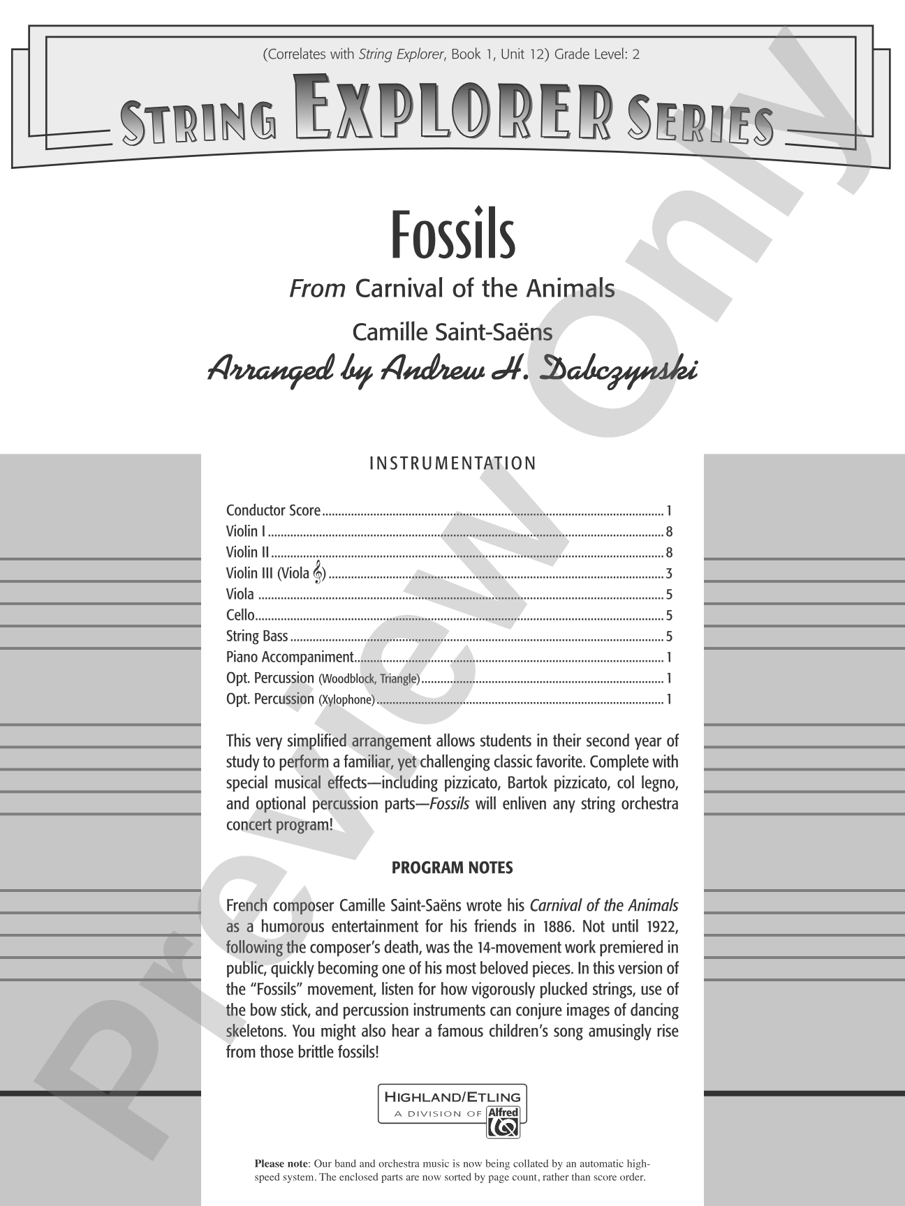 Fossils: String Orchestra Conductor Score & Parts