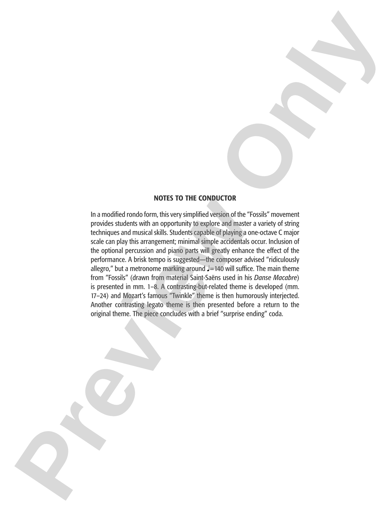 Fossils: String Orchestra Conductor Score & Parts