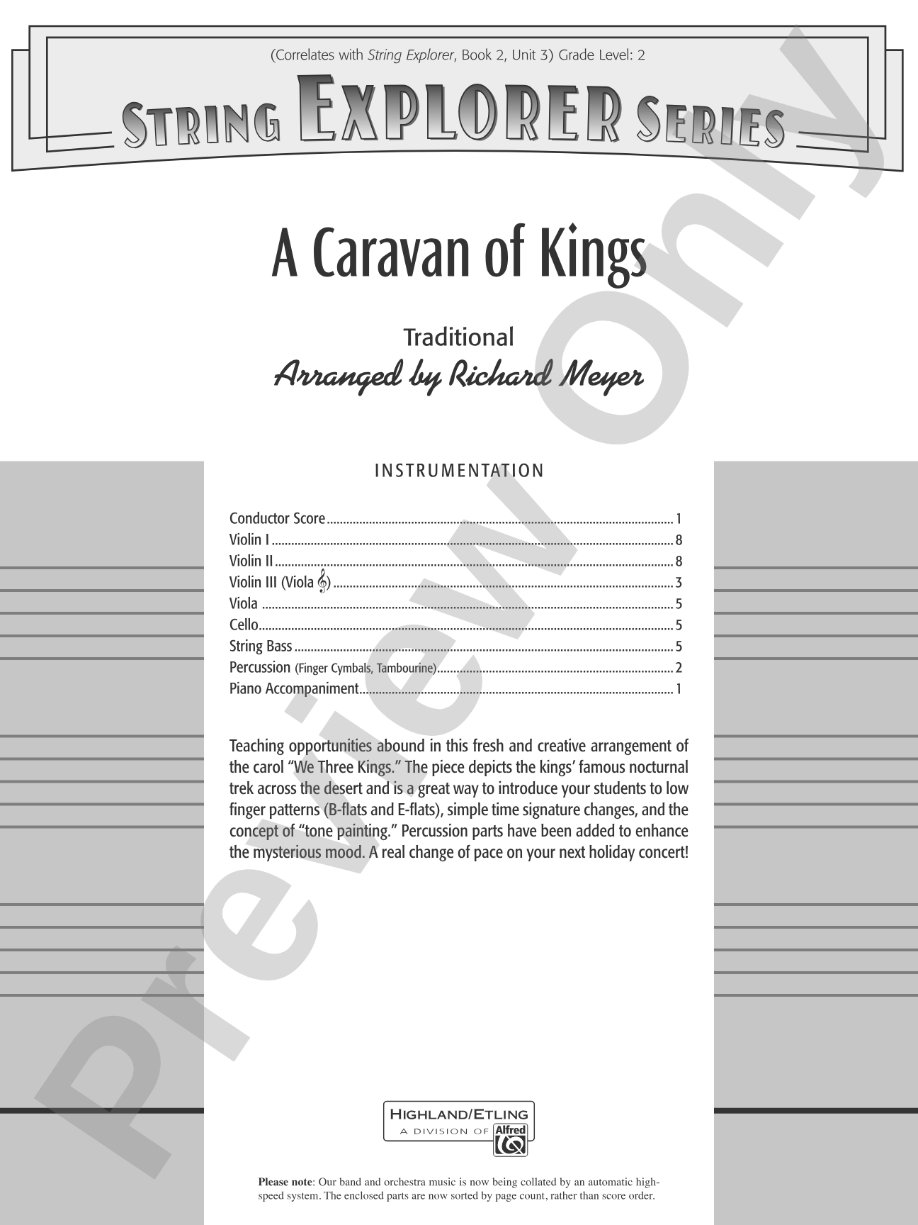 A Caravan of Kings: String Orchestra Conductor Score & Parts
