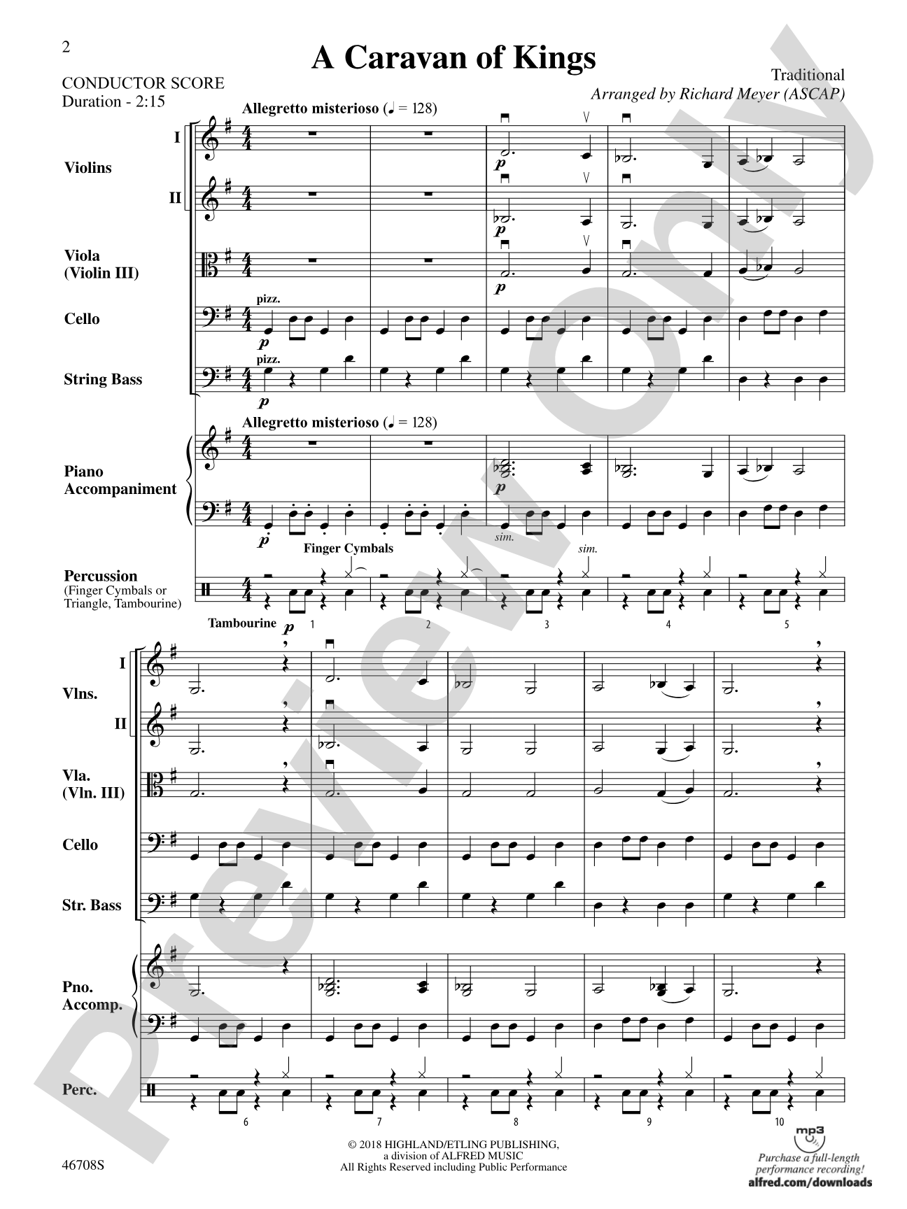 A Caravan of Kings: String Orchestra Conductor Score & Parts