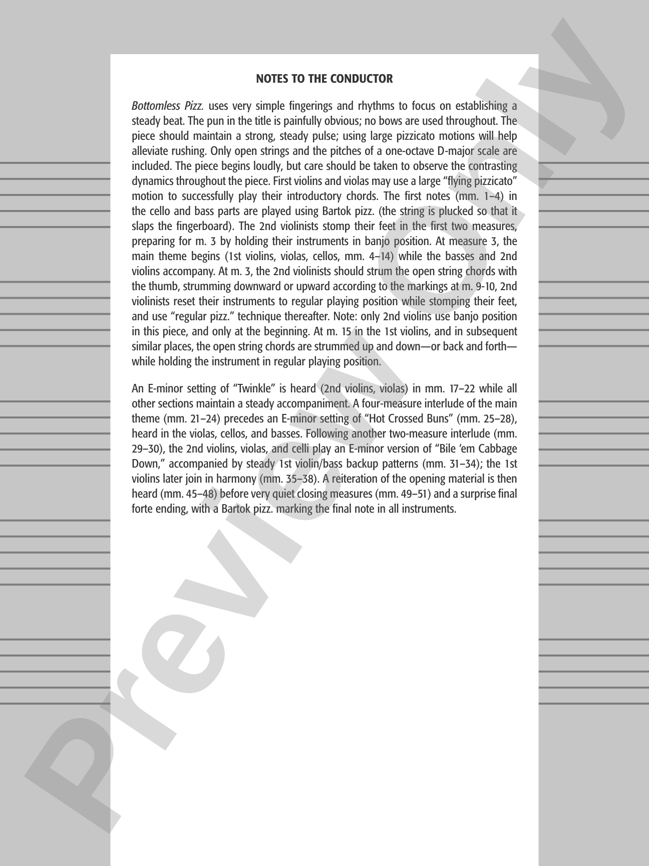 Bottomless Pizz.: String Orchestra Conductor Score & Parts