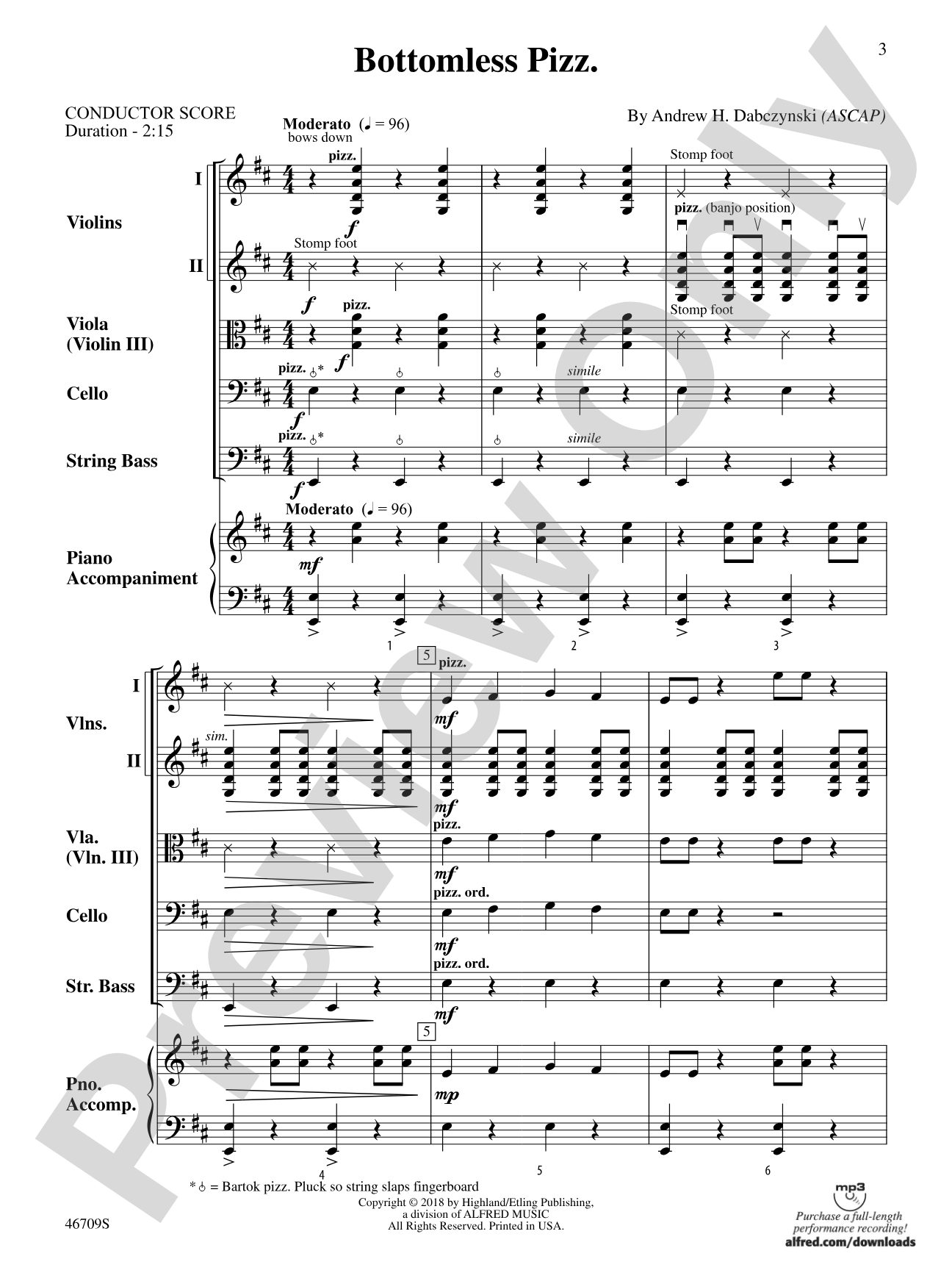 Bottomless Pizz.: String Orchestra Conductor Score & Parts