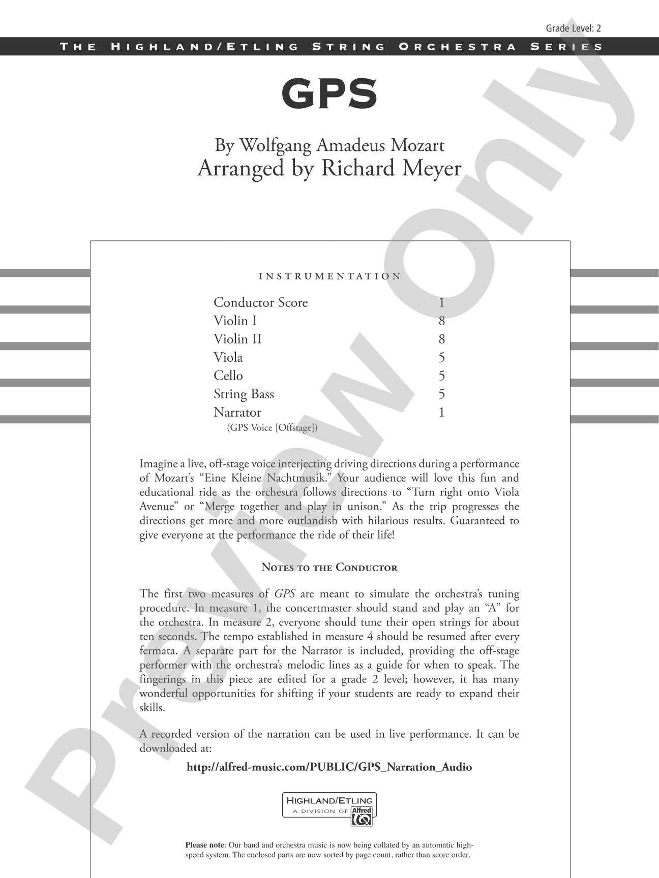 GPS: String Orchestra Conductor Score & Parts