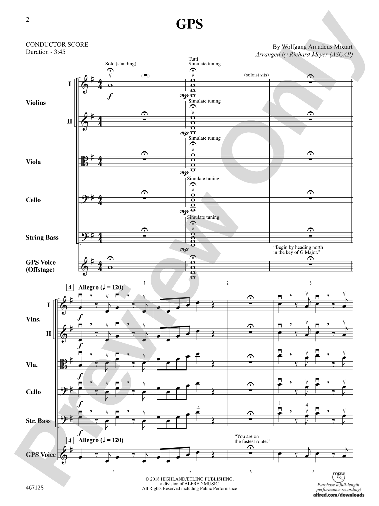 GPS: String Orchestra Conductor Score & Parts | Wolfgang Amadeus