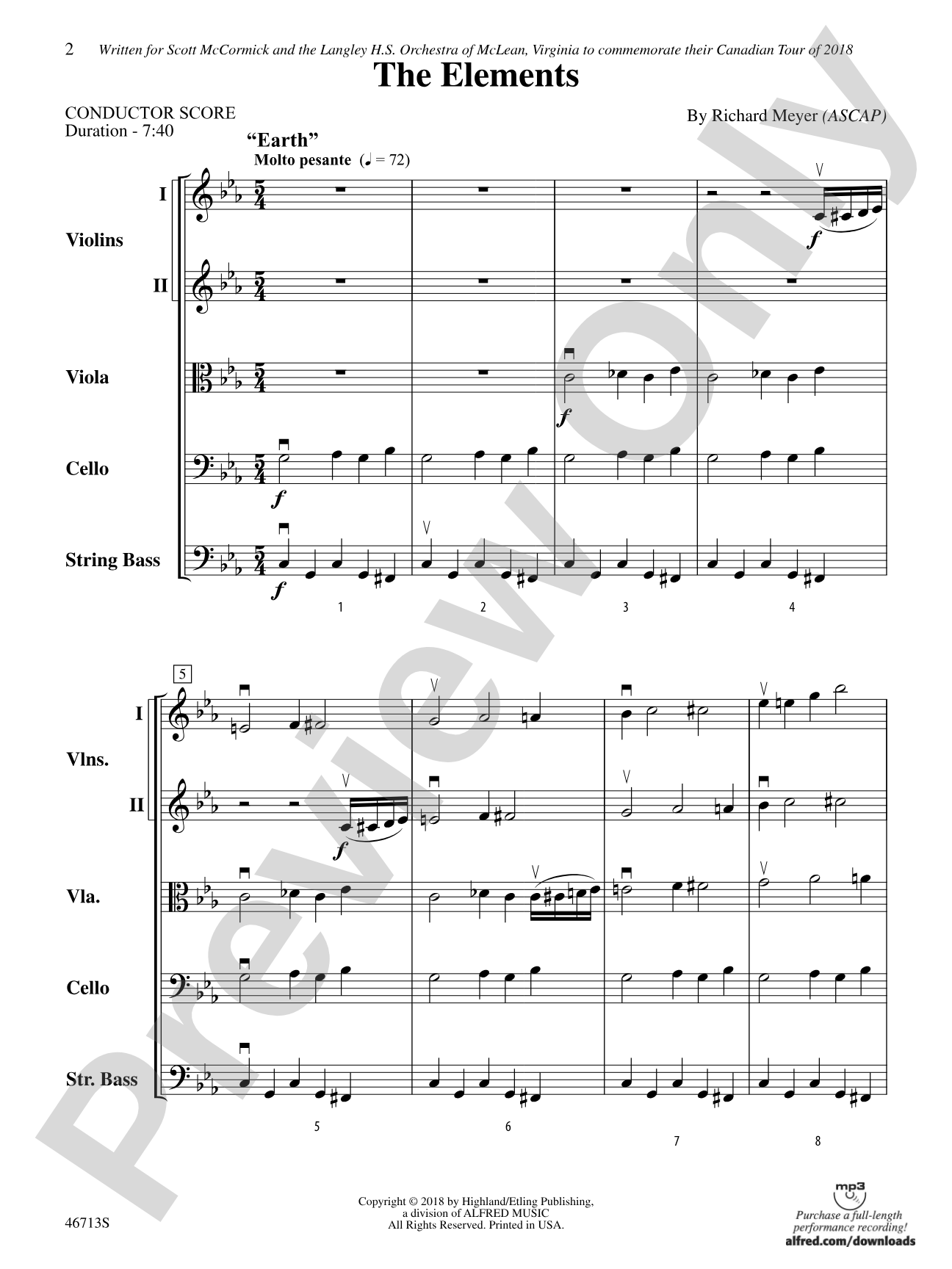 The Elements: String Orchestra Conductor Score & Parts